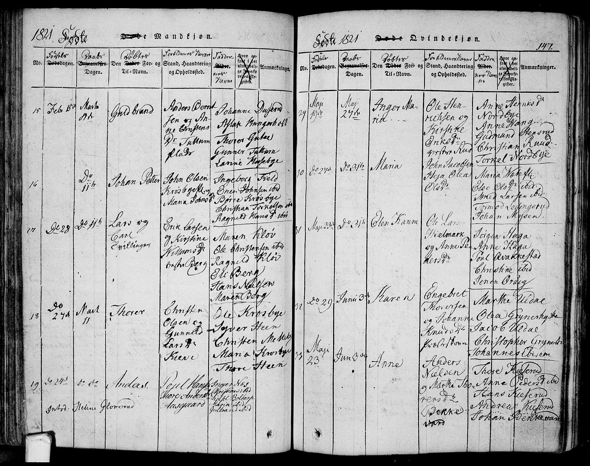 Eidsberg prestekontor Kirkebøker, AV/SAO-A-10905/F/Fa/L0007: Ministerialbok nr. I 7, 1814-1832, s. 147