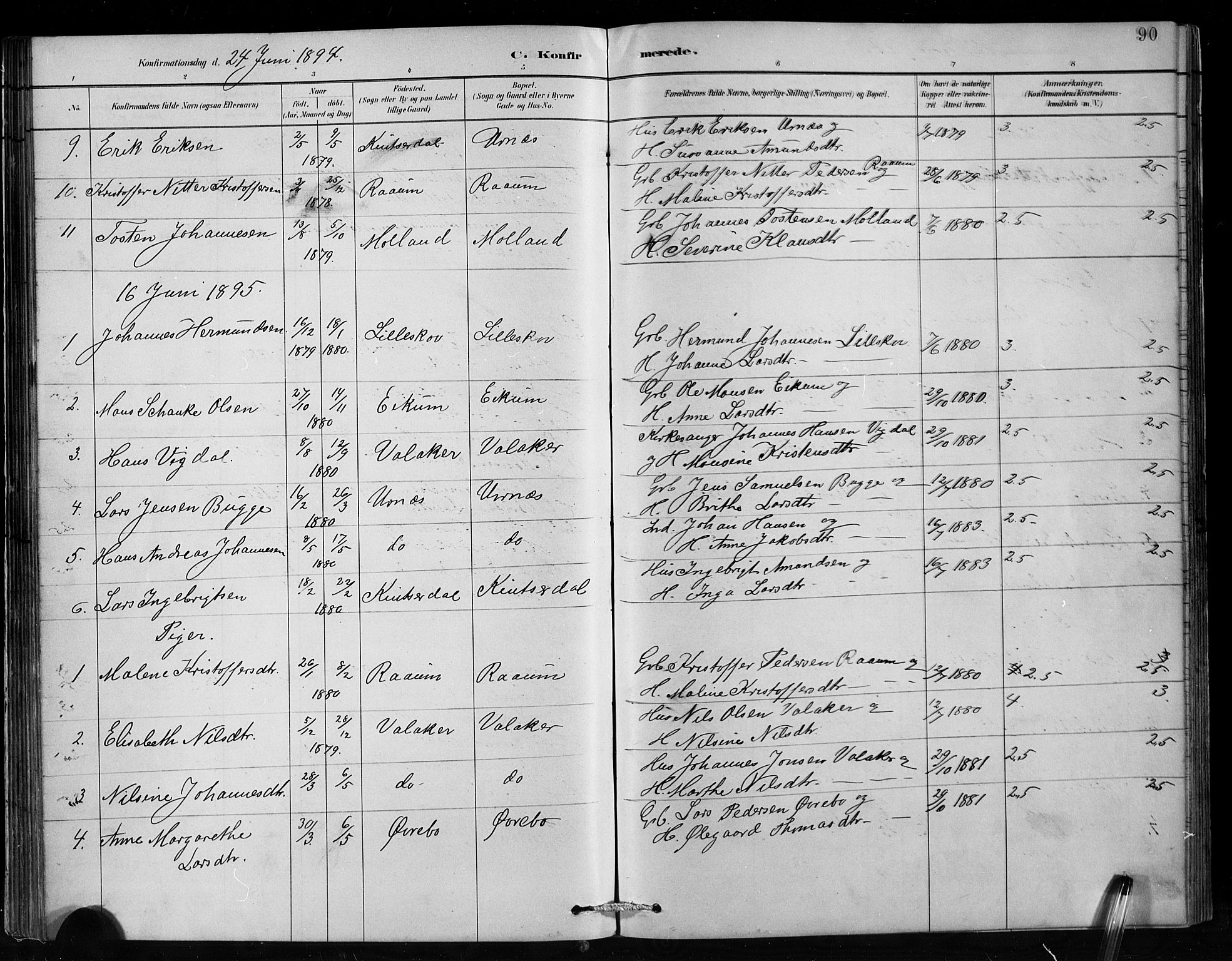 Hafslo sokneprestembete, AV/SAB-A-80301/H/Hab/Habc/L0001: Klokkerbok nr. C 1, 1882-1908, s. 90