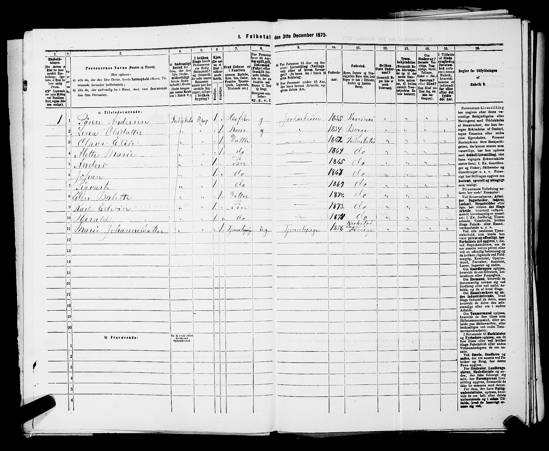 RA, Folketelling 1875 for 0103B Fredrikstad prestegjeld, Fredrikstad kjøpstad, 1875, s. 1713