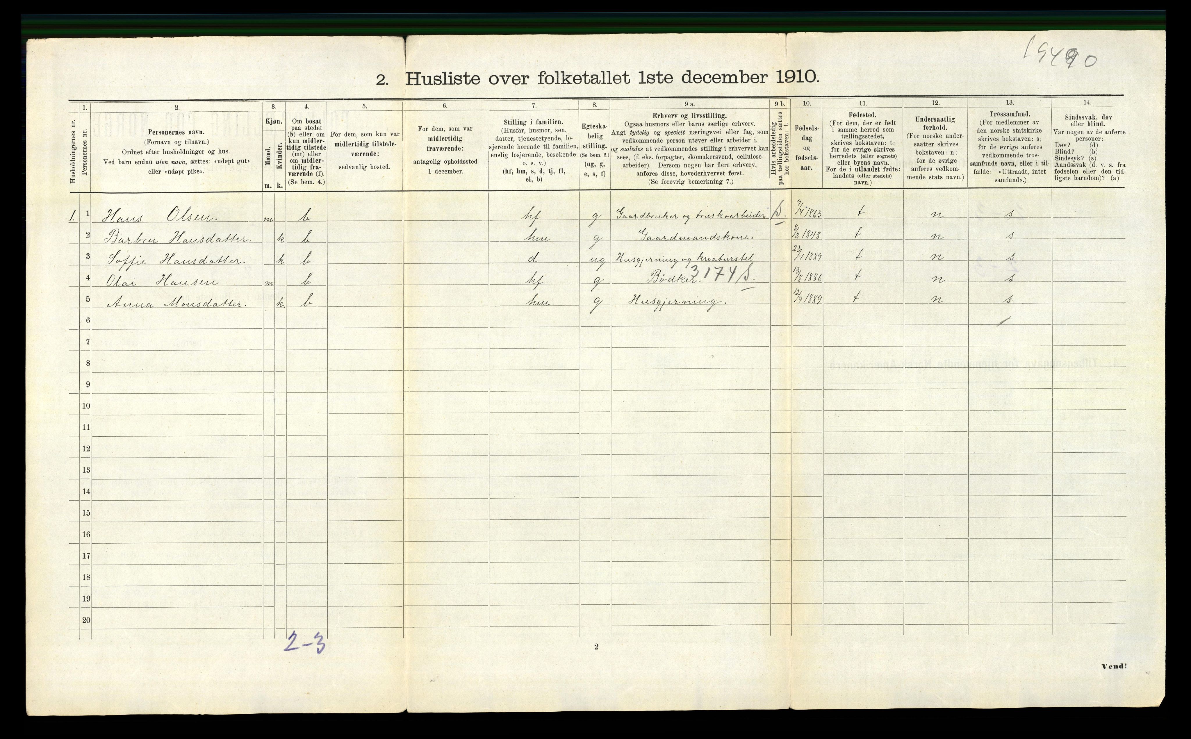 RA, Folketelling 1910 for 1241 Fusa herred, 1910, s. 29