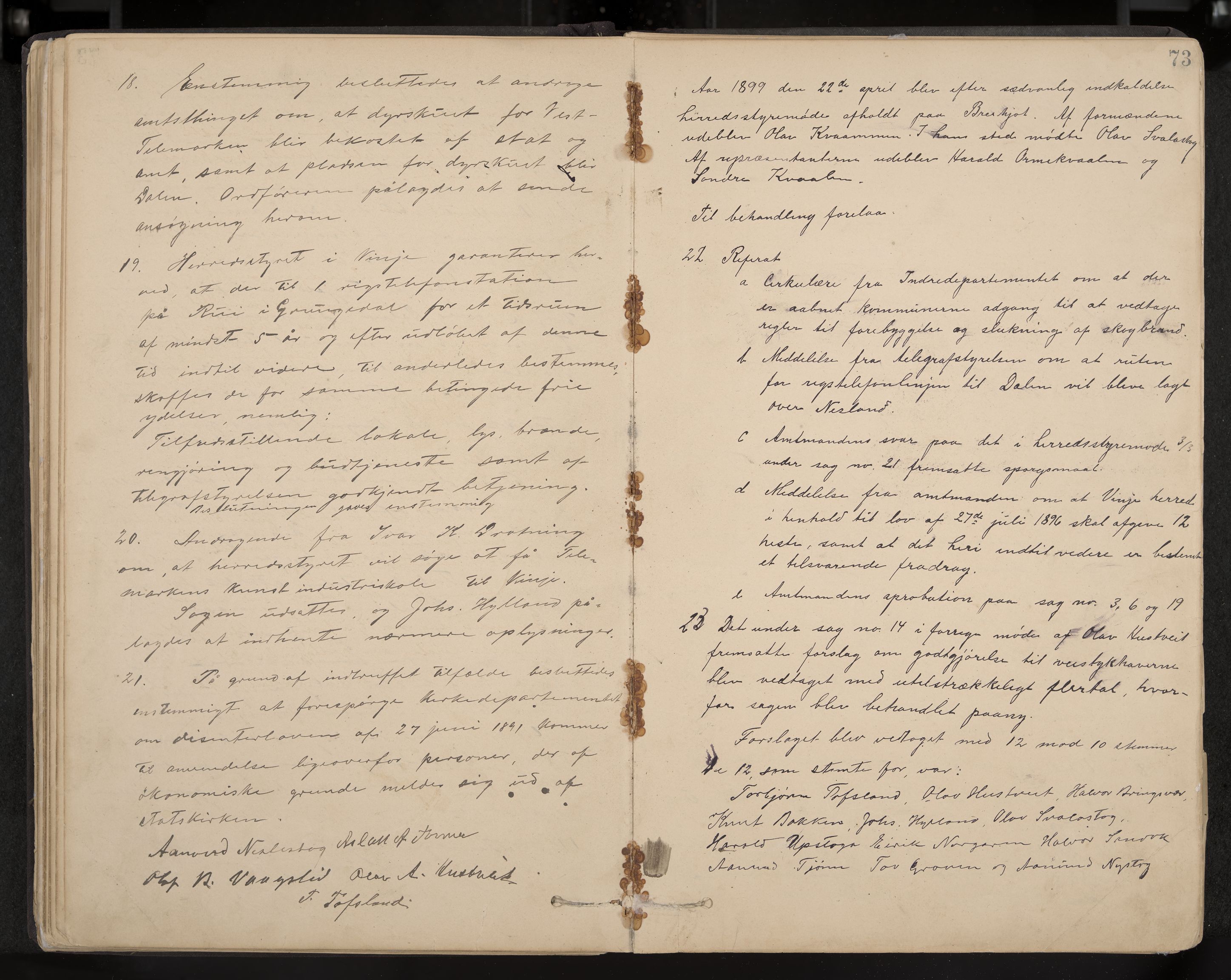 Vinje formannskap og sentraladministrasjon, IKAK/0834021-1/A/L0002: Møtebok, 1889-1913, s. 73