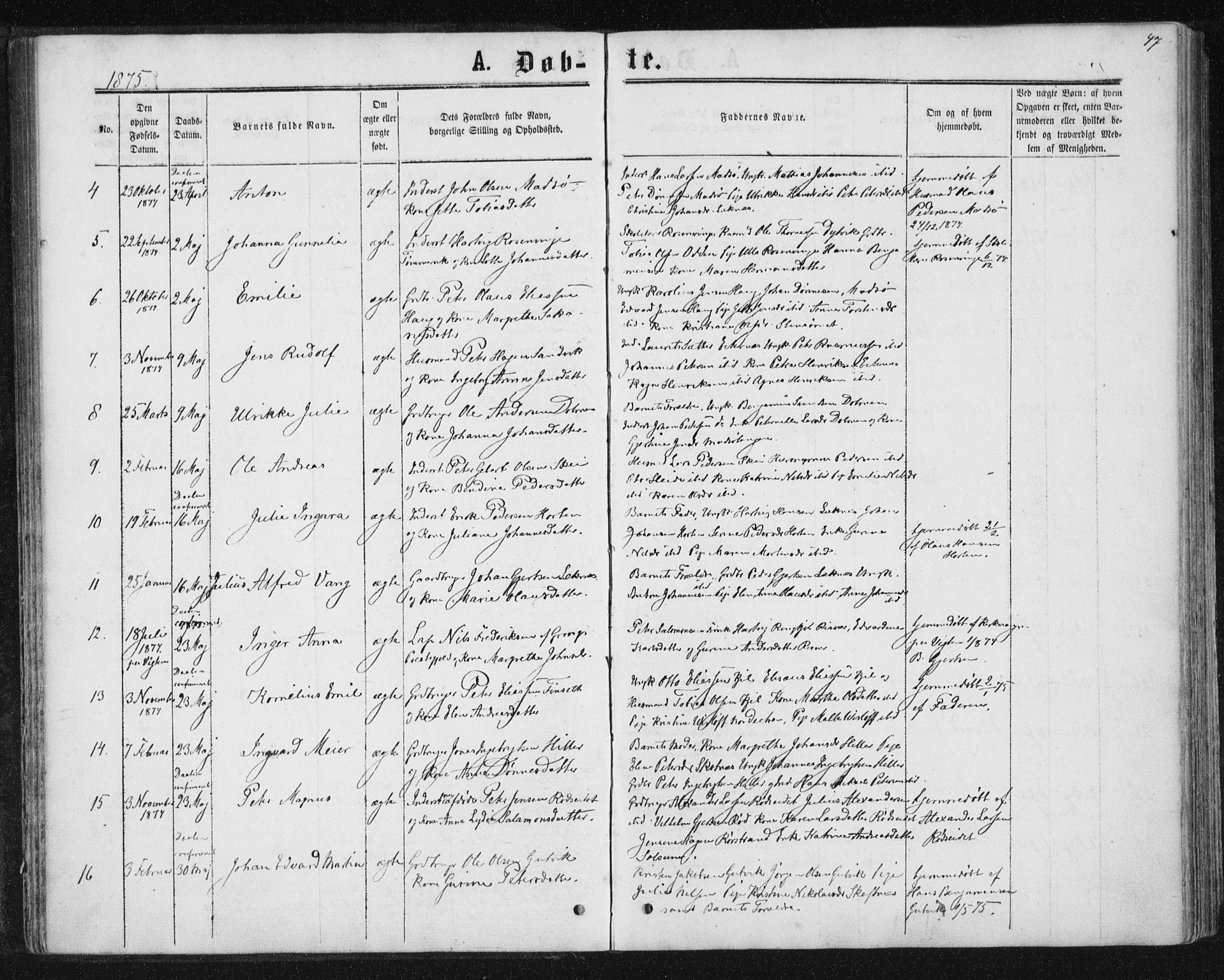 Ministerialprotokoller, klokkerbøker og fødselsregistre - Nord-Trøndelag, SAT/A-1458/788/L0696: Ministerialbok nr. 788A03, 1863-1877, s. 47