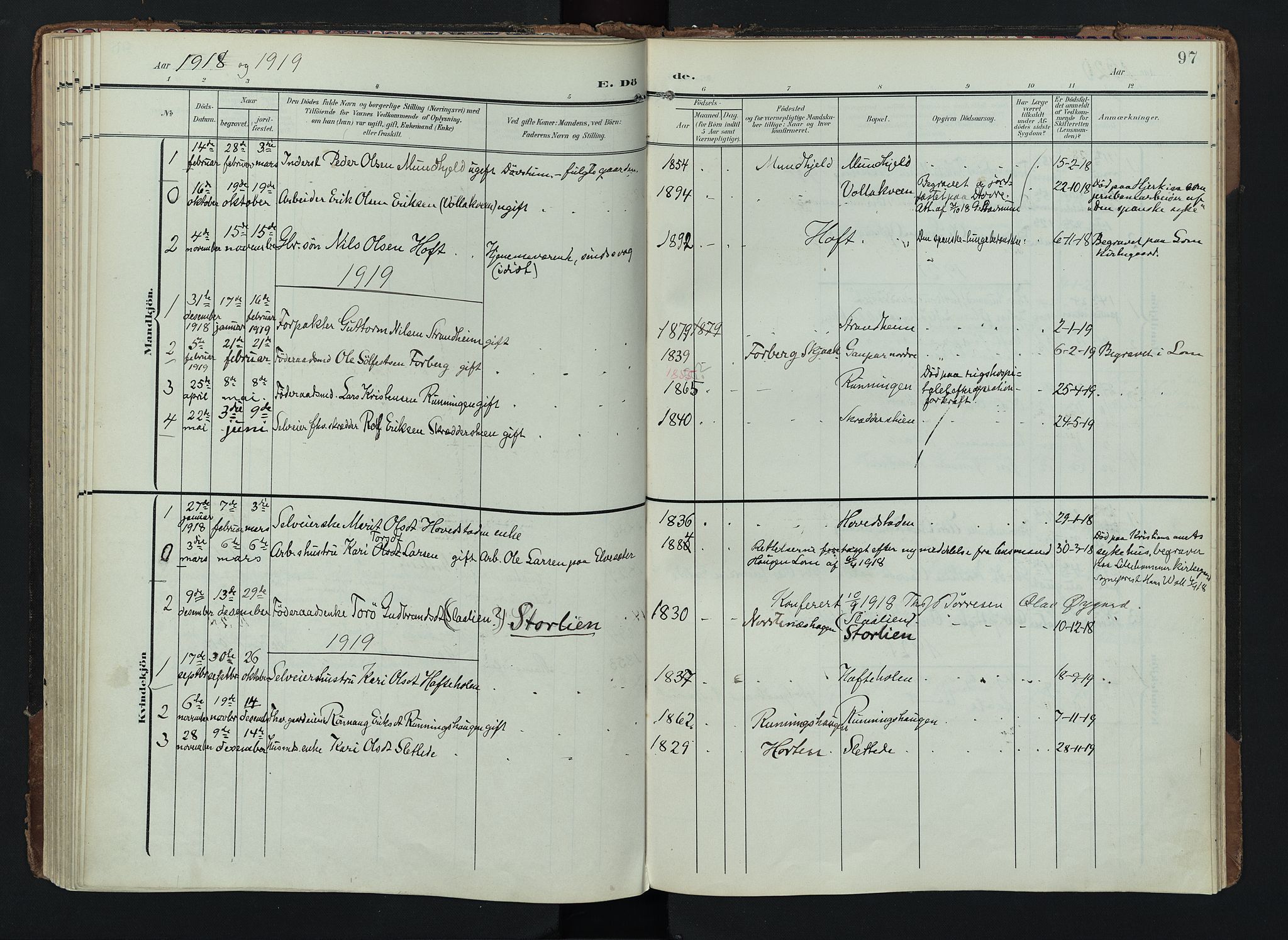 Lom prestekontor, AV/SAH-PREST-070/K/L0012: Ministerialbok nr. 12, 1904-1928, s. 97