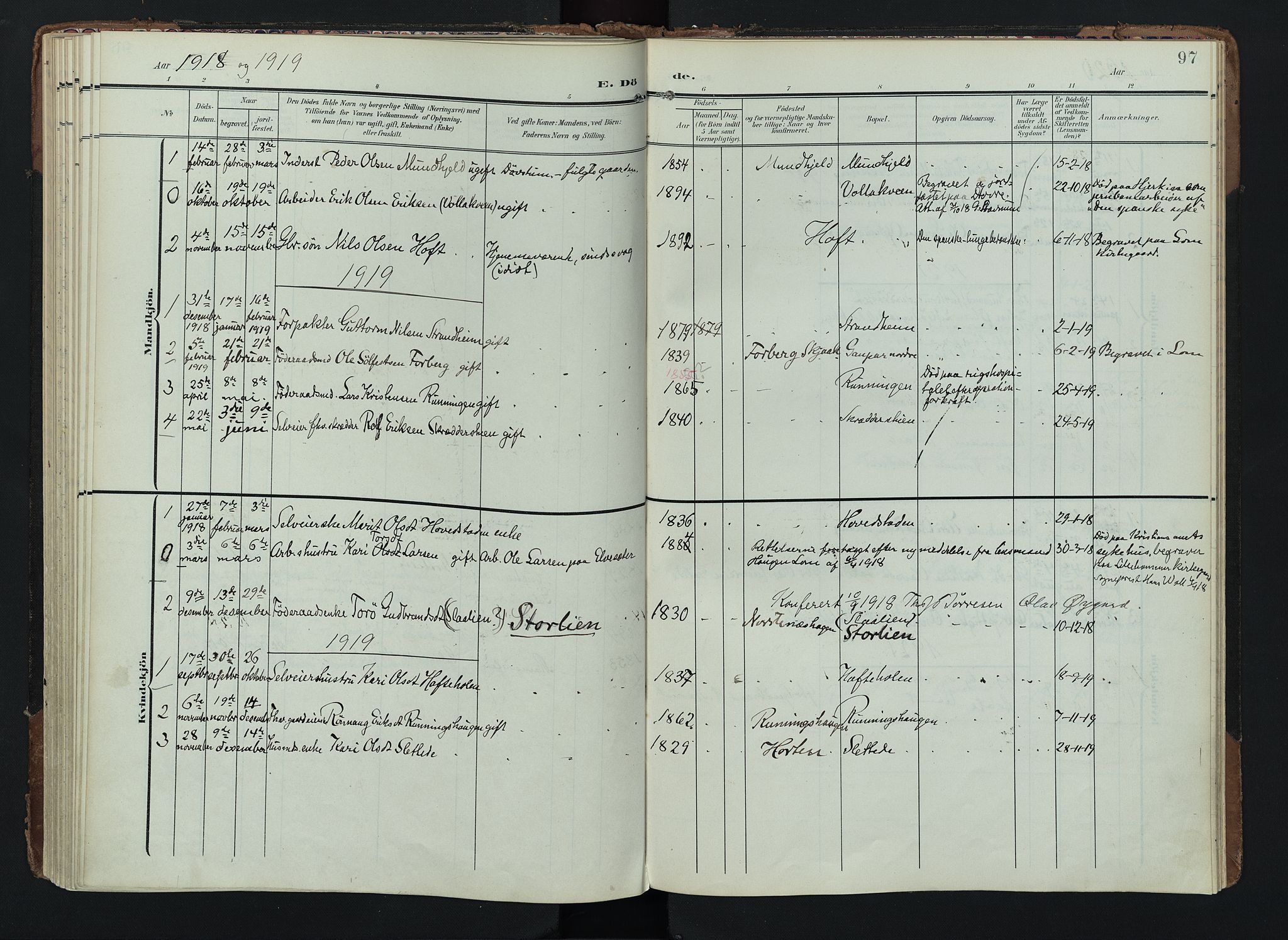 Lom prestekontor, SAH/PREST-070/K/L0012: Ministerialbok nr. 12, 1904-1928, s. 97