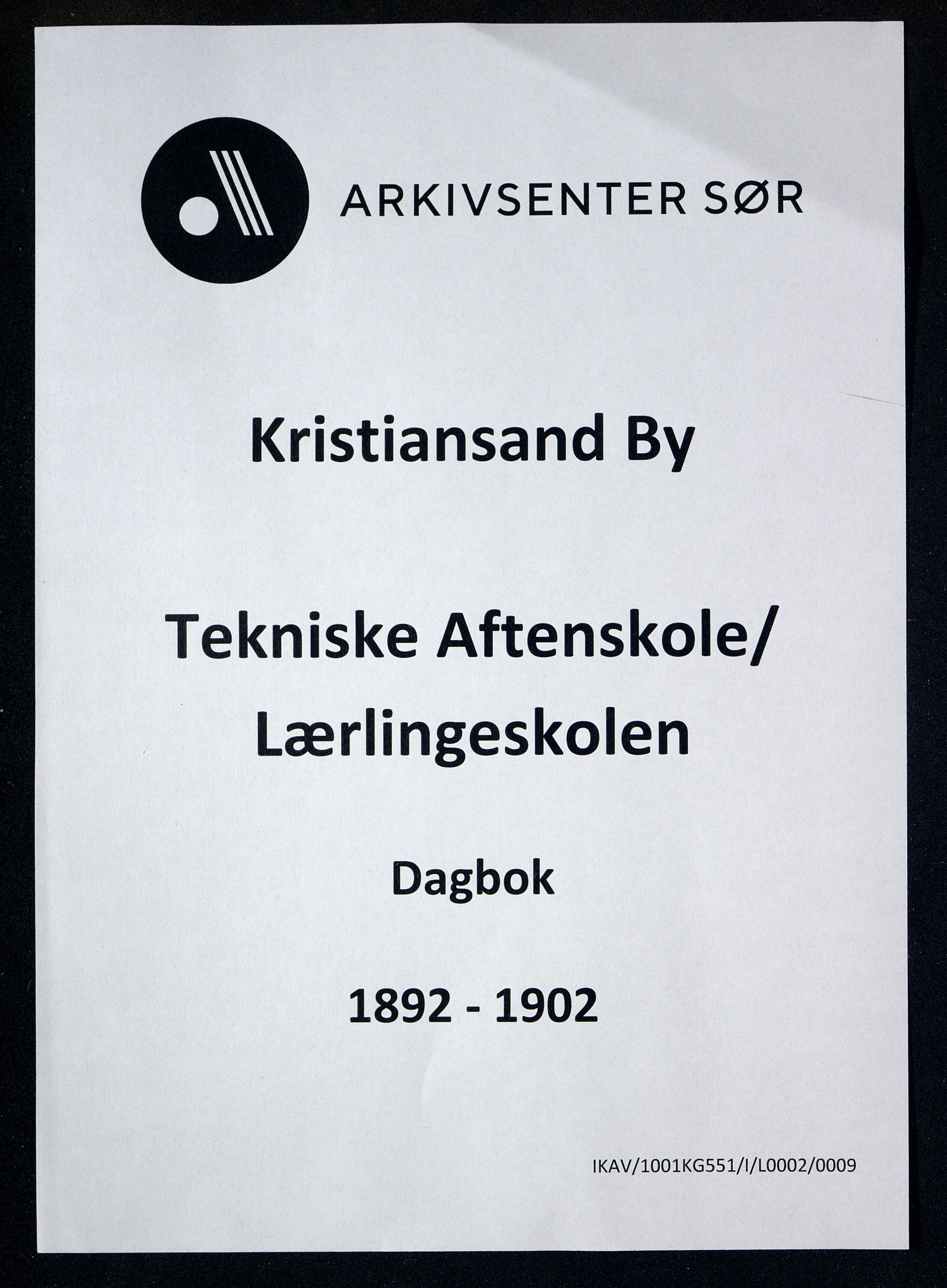 Kristiansand By - Kristiansand Tekniske Aftenskole/Lærlingeskolen, ARKSOR/1001KG551/I/L0002/0009: Dagbøker / Dagbok, 1892-1902