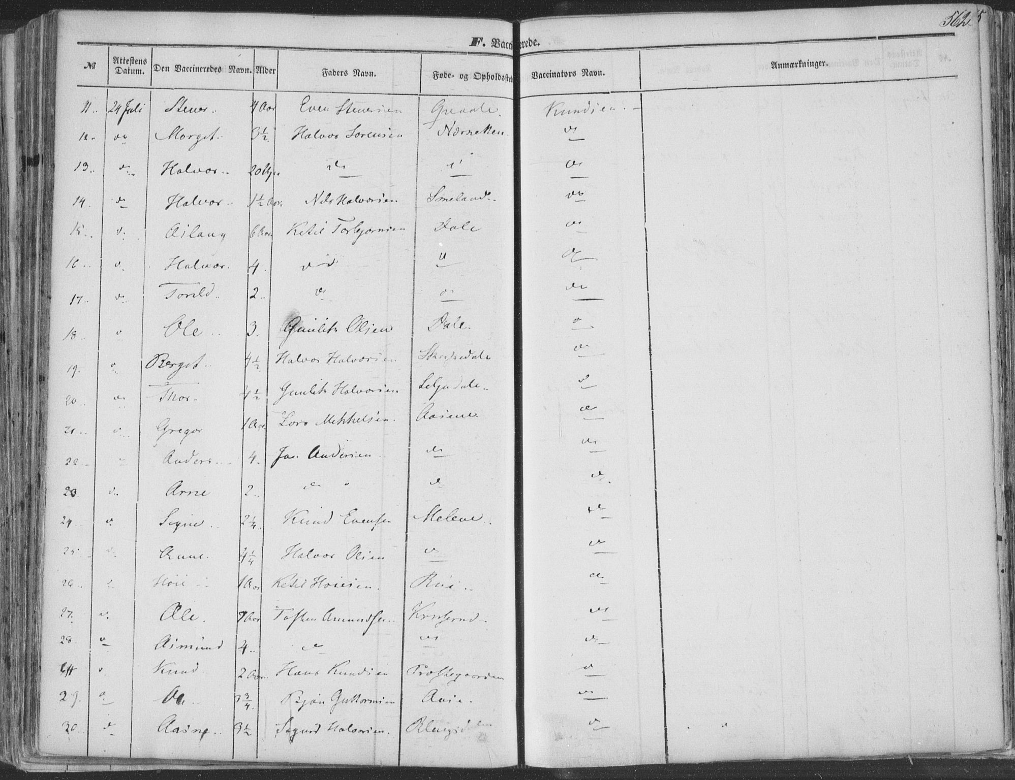 Seljord kirkebøker, SAKO/A-20/F/Fa/L012b: Ministerialbok nr. I 12B, 1850-1865, s. 562