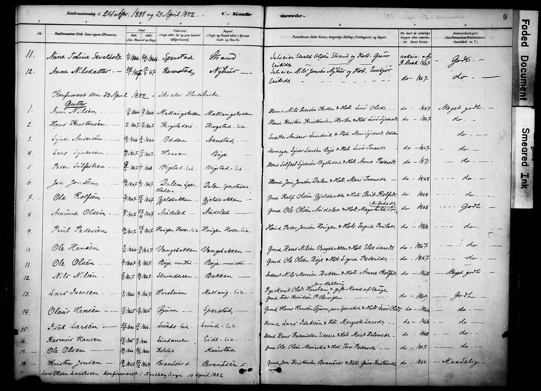 Skjåk prestekontor, AV/SAH-PREST-072/H/Ha/Haa/L0002: Ministerialbok nr. 2, 1878-1907, s. 9