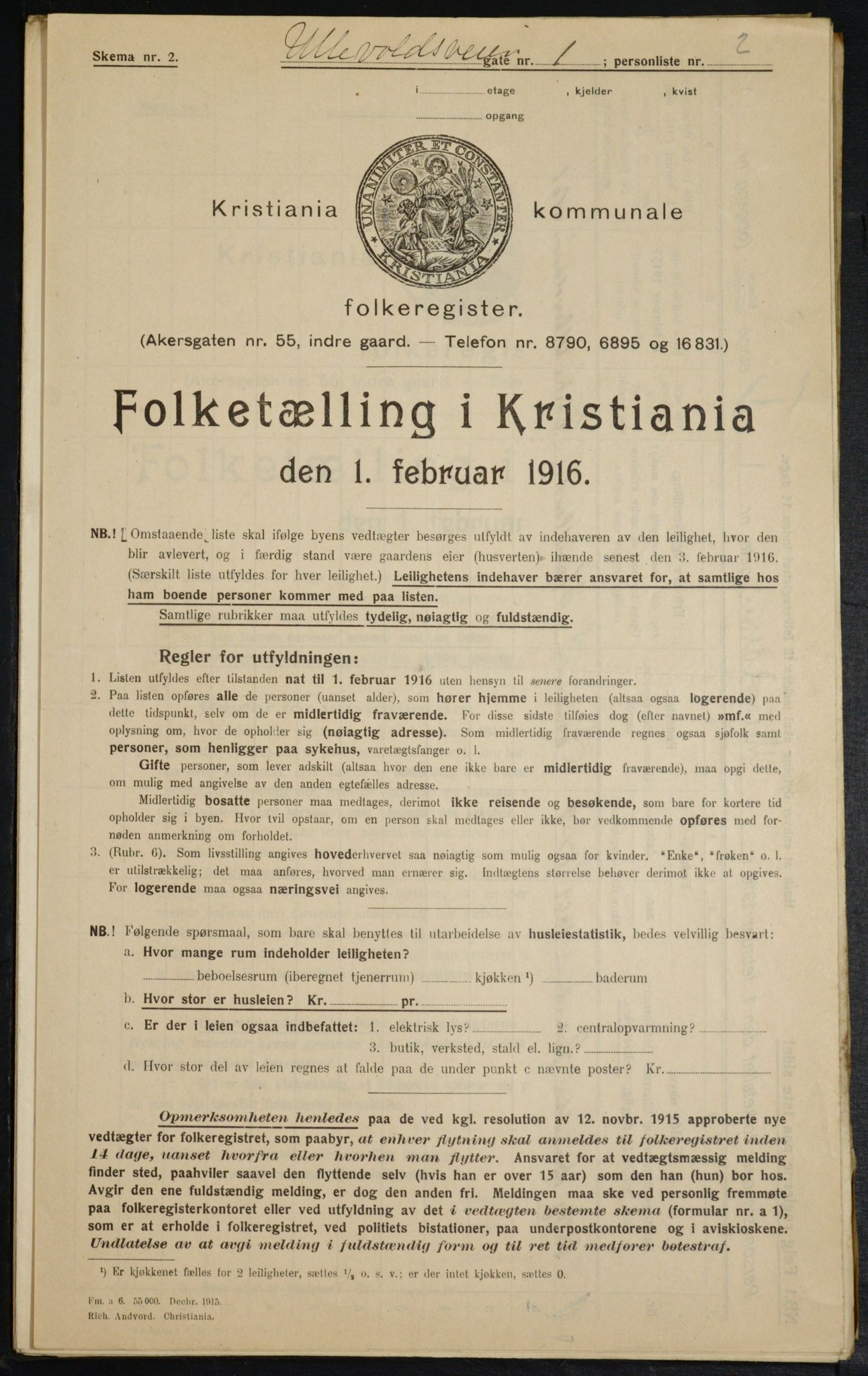 OBA, Kommunal folketelling 1.2.1916 for Kristiania, 1916, s. 122449