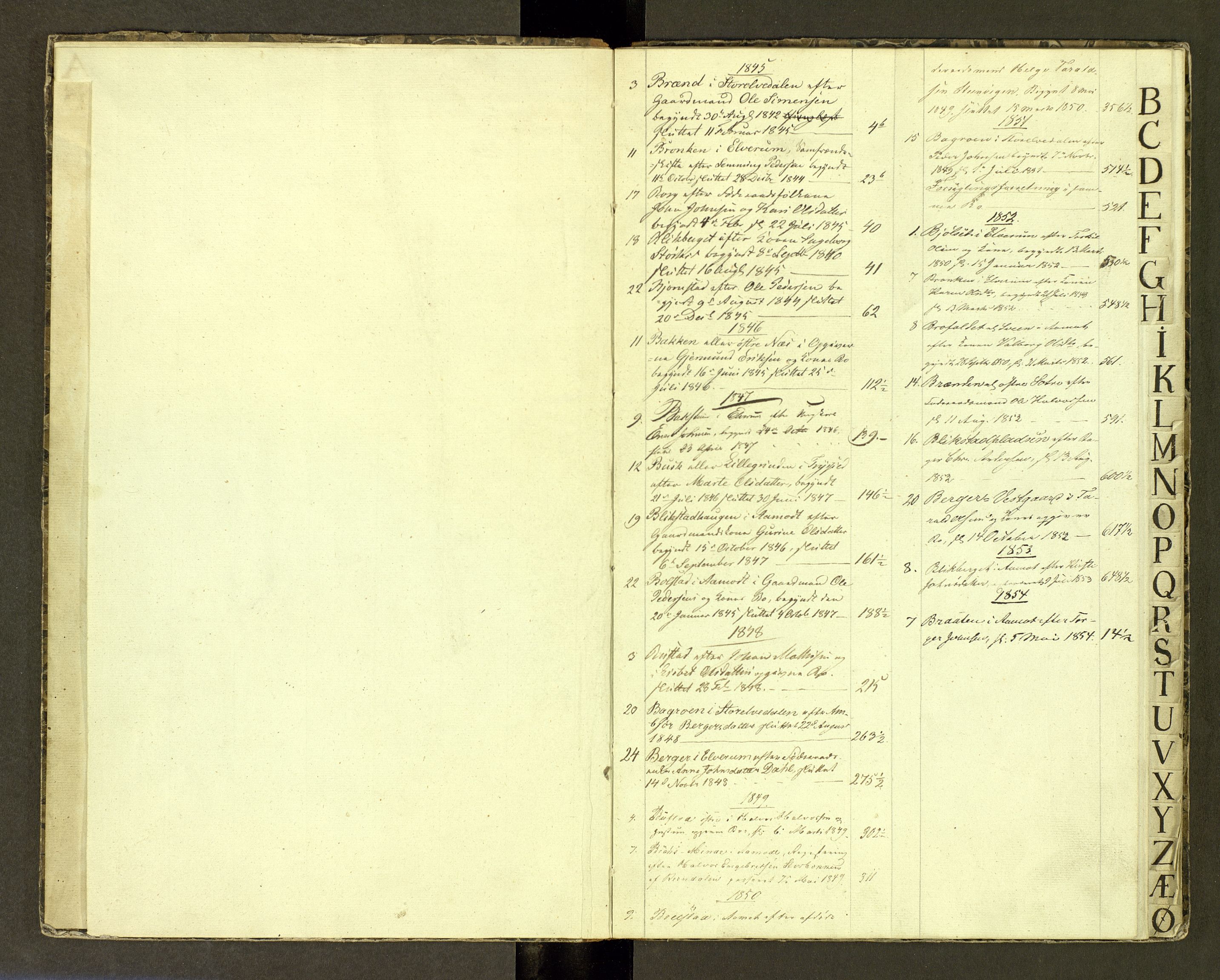 Sør-Østerdal sorenskriveri, AV/SAH-TING-018/J/Jf/L0001: Skifteregister, 1847-1854