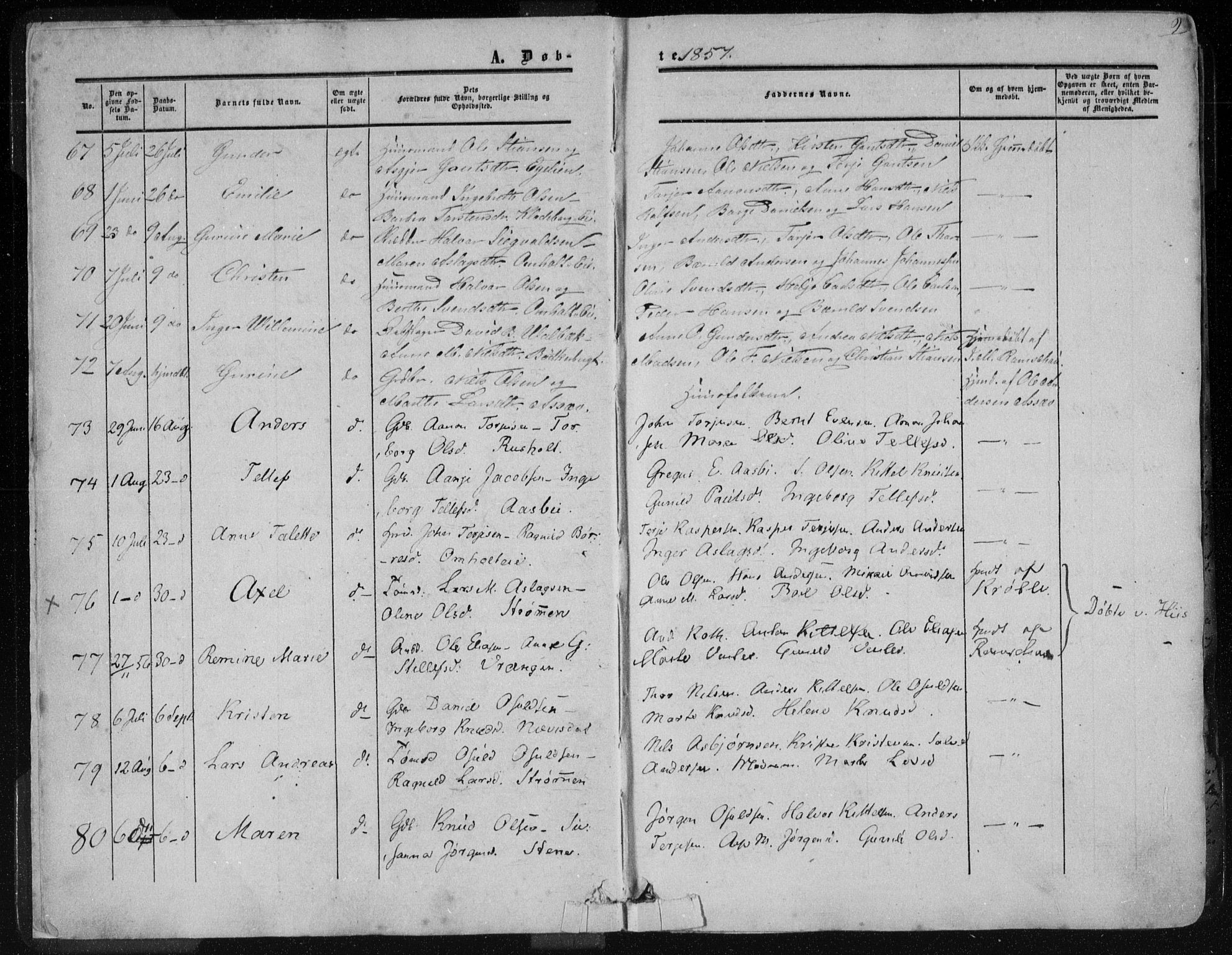 Øyestad sokneprestkontor, AV/SAK-1111-0049/F/Fa/L0015: Ministerialbok nr. A 15, 1857-1873, s. 9