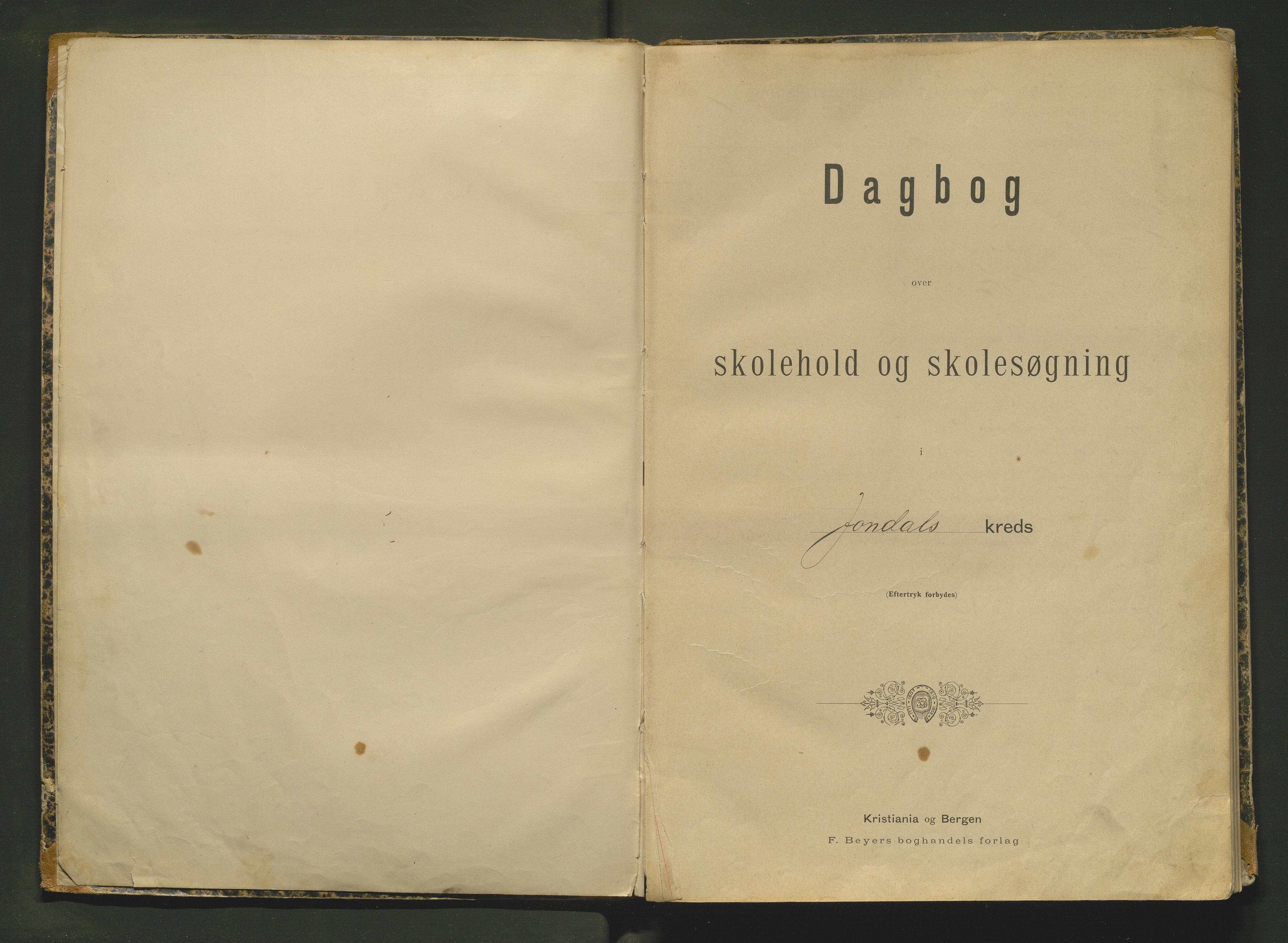 Jondal kommune. Barneskulane, IKAH/1227-231/G/Ga/L0001: dagbok, 1895-1912