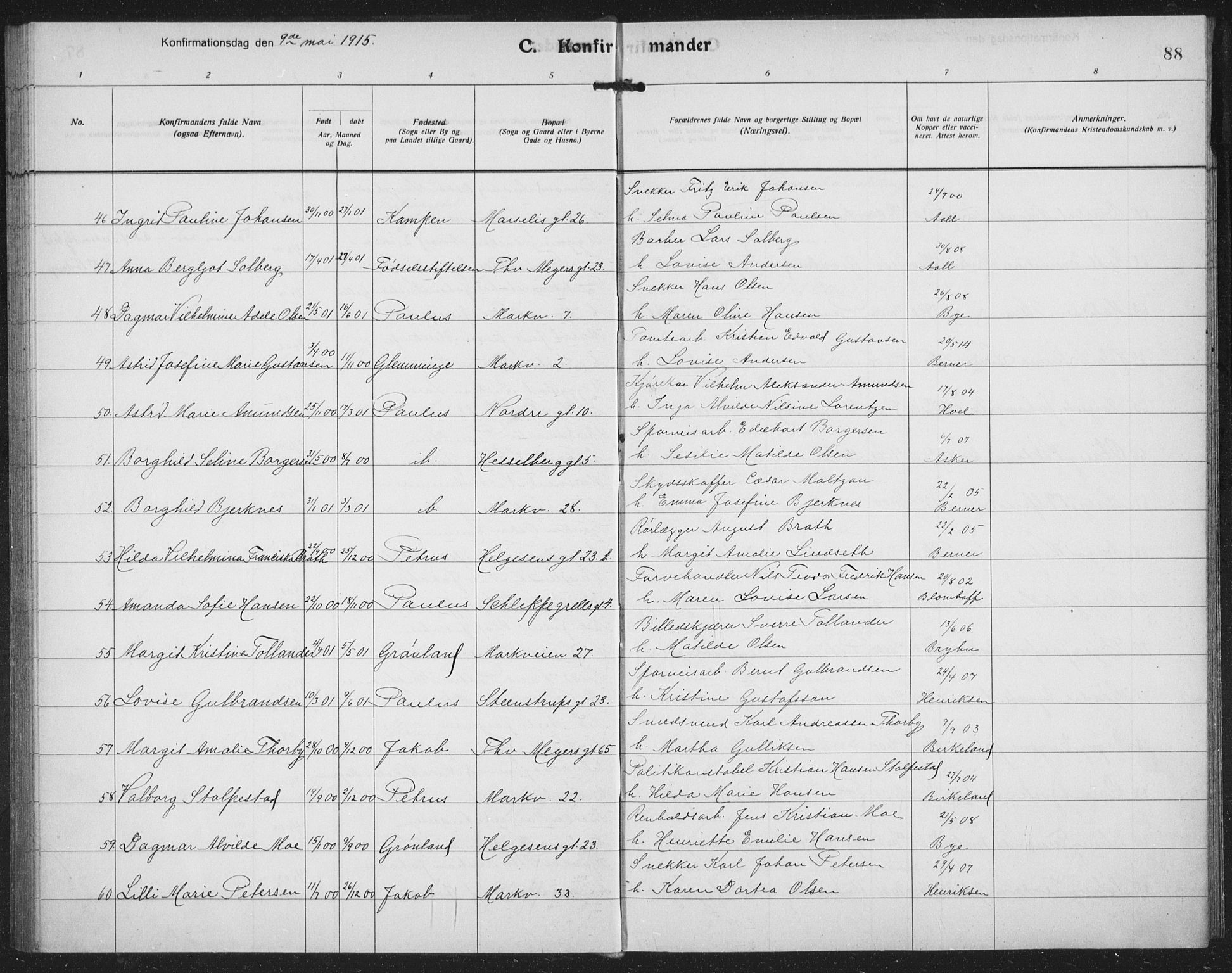Paulus prestekontor Kirkebøker, AV/SAO-A-10871/F/Fa/L0022: Ministerialbok nr. 22, 1912-1920, s. 88