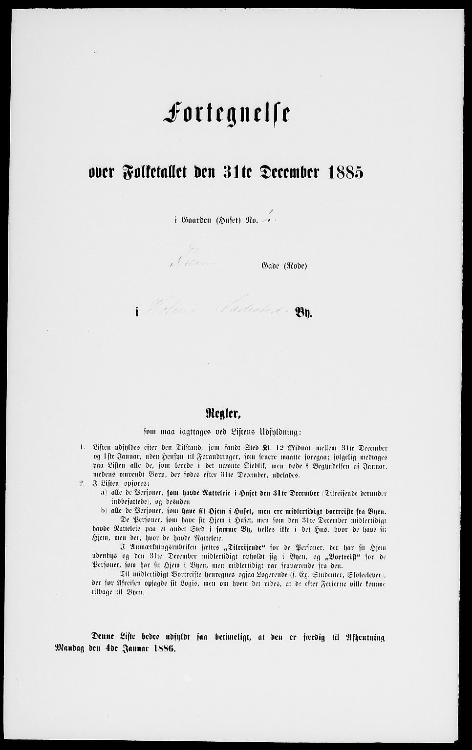 RA, Folketelling 1885 for 0204 Hølen ladested, 1885, s. 3