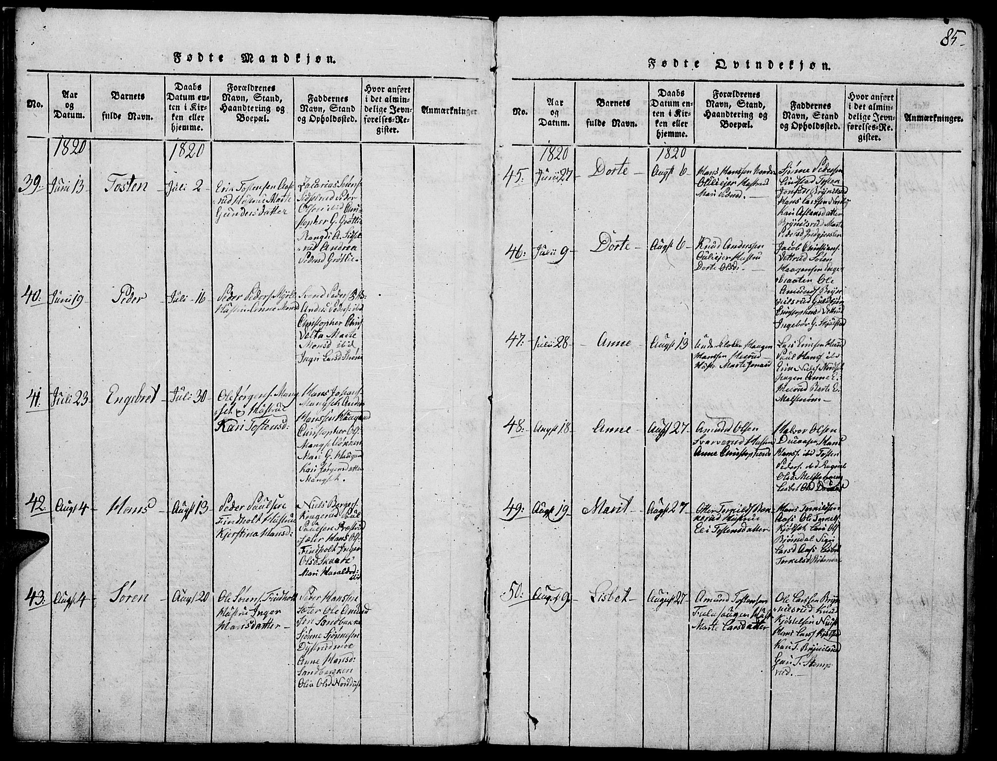 Strøm-Odalen prestekontor, AV/SAH-PREST-028/H/Ha/Haa/L0006: Ministerialbok nr. 6, 1814-1850, s. 85