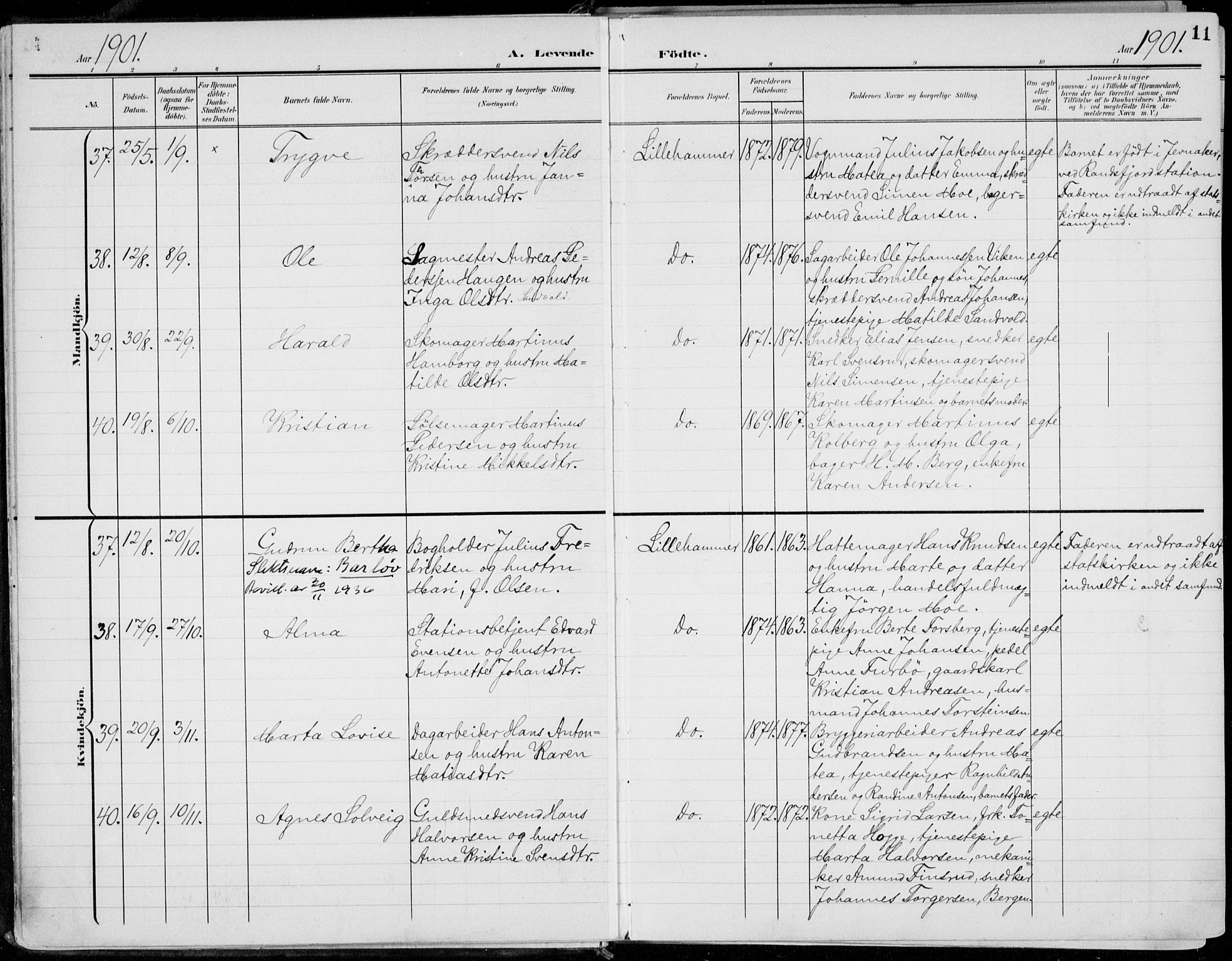 Lillehammer prestekontor, AV/SAH-PREST-088/H/Ha/Haa/L0001: Ministerialbok nr. 1, 1901-1916, s. 11
