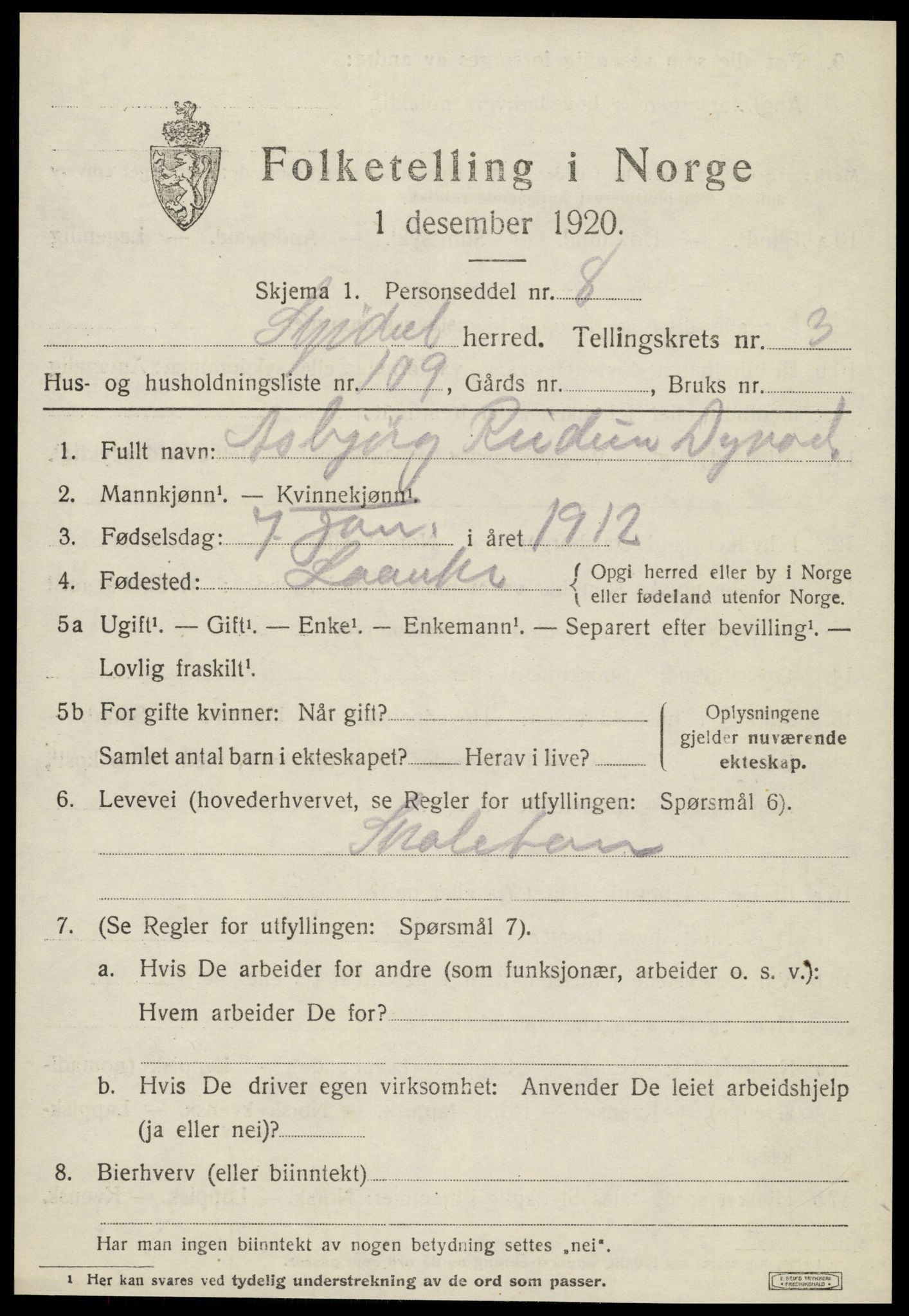 SAT, Folketelling 1920 for 1714 Stjørdal herred, 1920, s. 3752