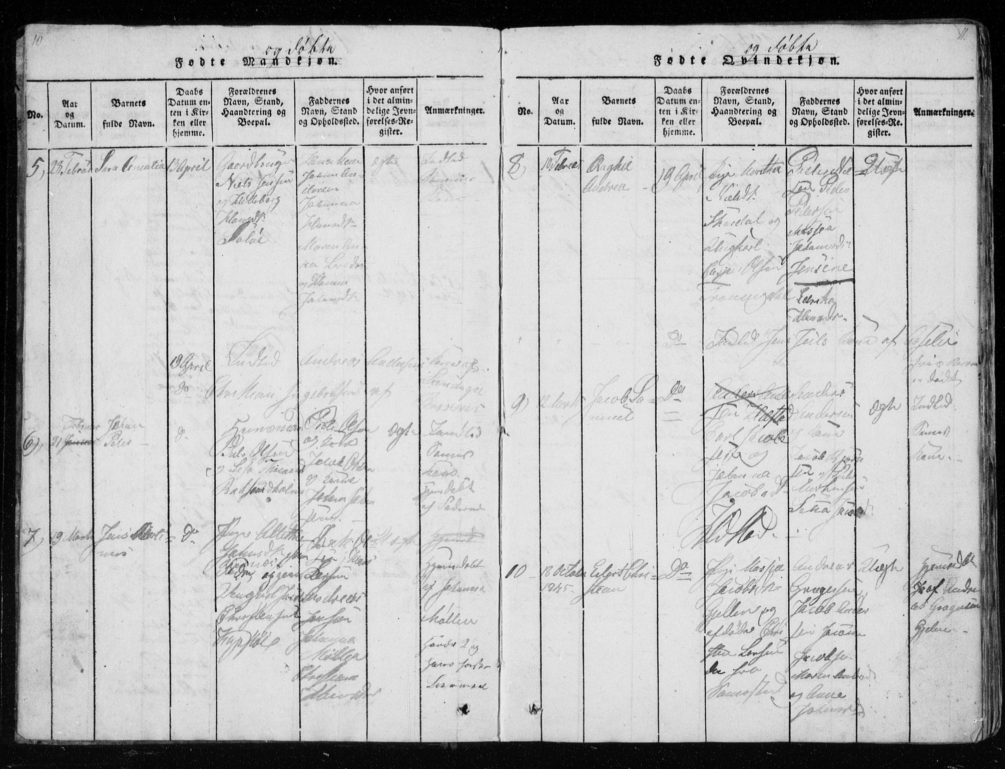 Ministerialprotokoller, klokkerbøker og fødselsregistre - Nordland, AV/SAT-A-1459/801/L0026: Klokkerbok nr. 801C01, 1820-1855, s. 10-11