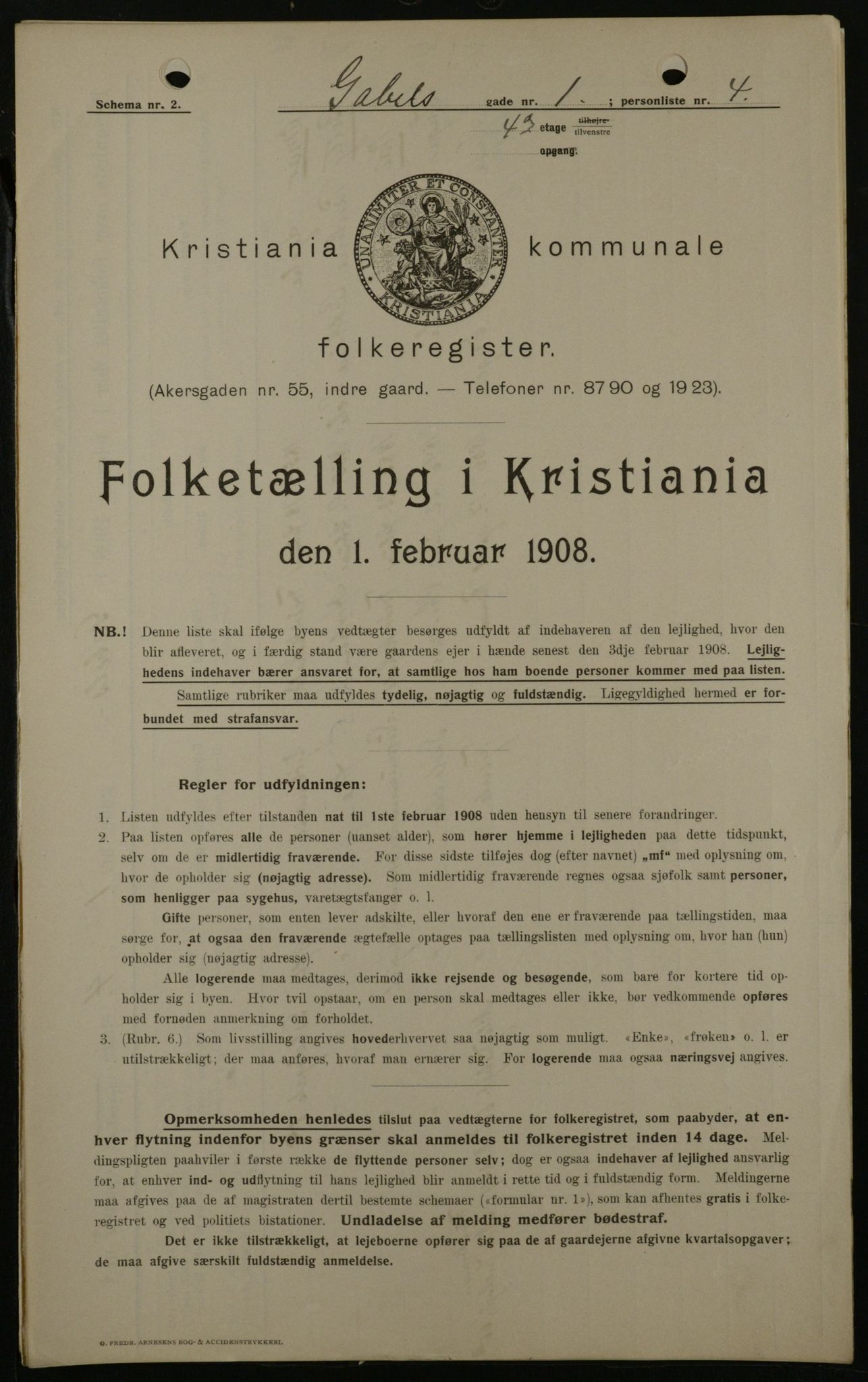 OBA, Kommunal folketelling 1.2.1908 for Kristiania kjøpstad, 1908, s. 25721