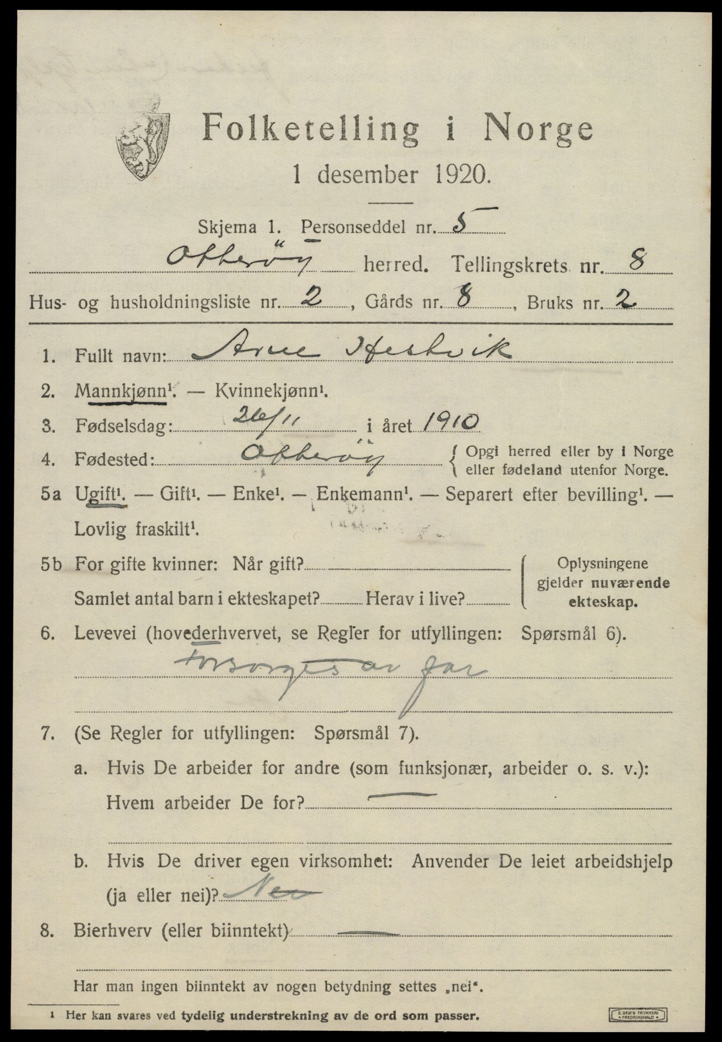SAT, Folketelling 1920 for 1747 Otterøy herred, 1920, s. 2945