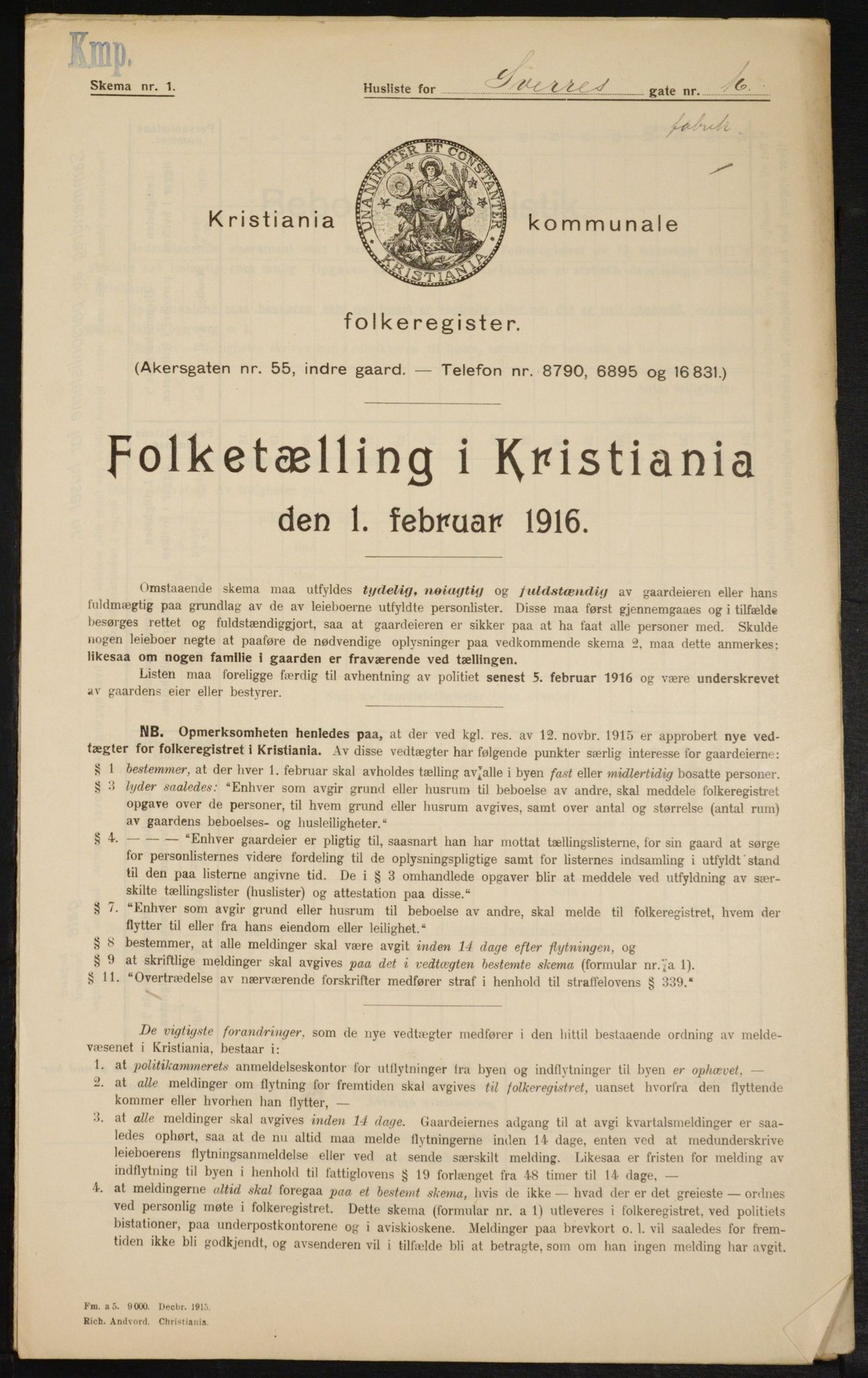 OBA, Kommunal folketelling 1.2.1916 for Kristiania, 1916, s. 108922