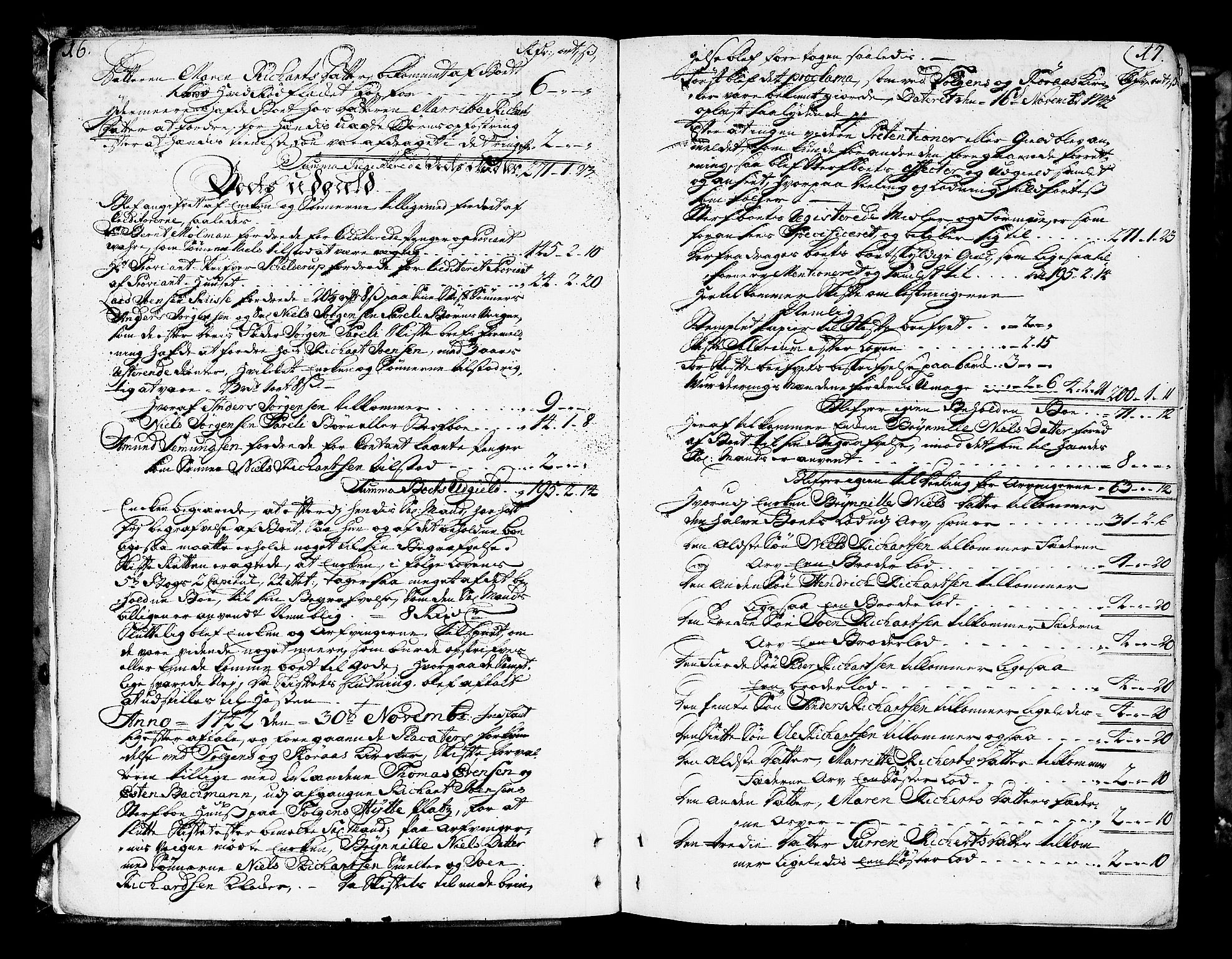 Røros Bergrett, AV/SAT-A-0024/3/3A/L0005: Skifteprotokoll, 1742-1756, s. 16-17