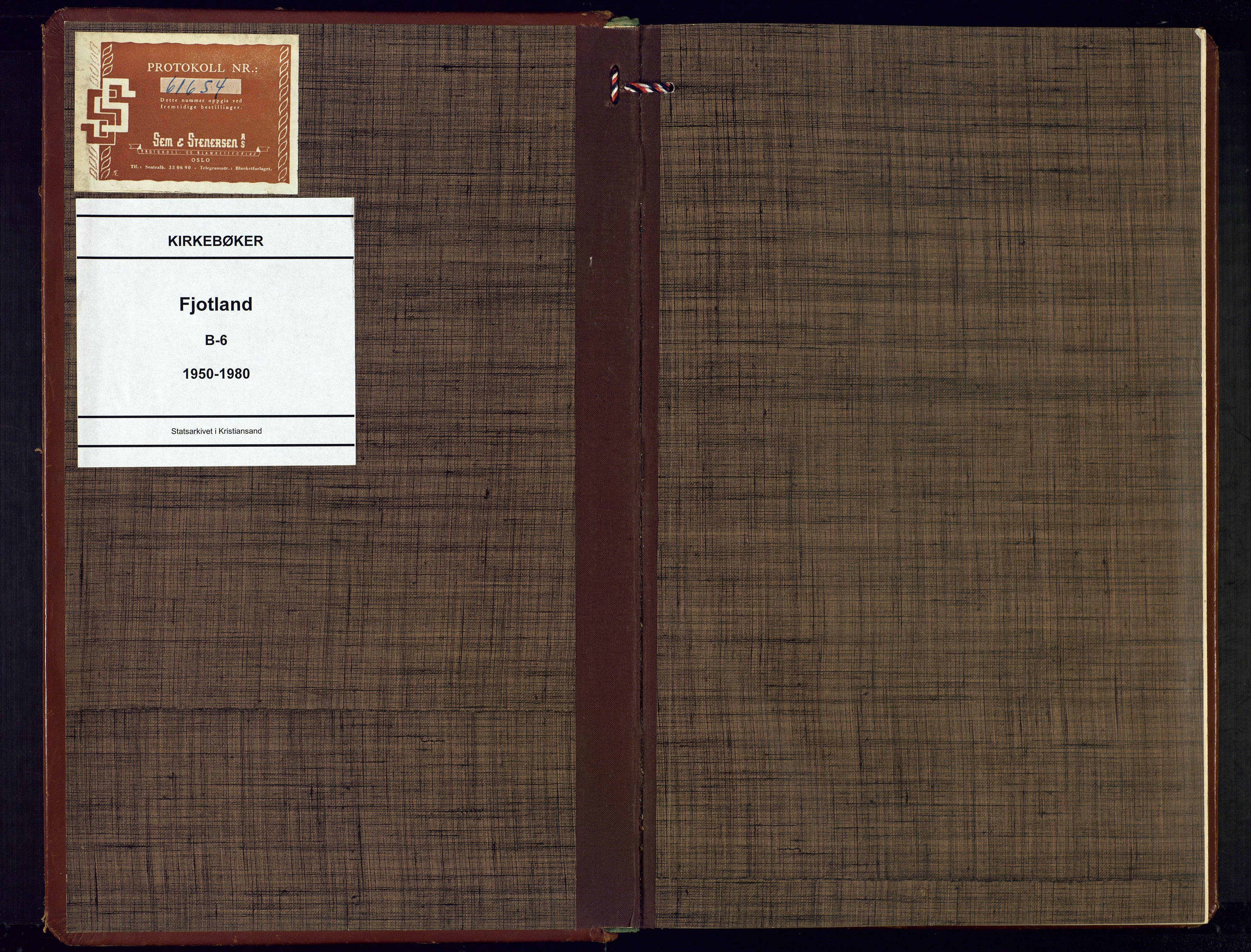 Fjotland sokneprestkontor, SAK/1111-0010/F/Fb/L0006: Klokkerbok nr. B-6, 1950-1980