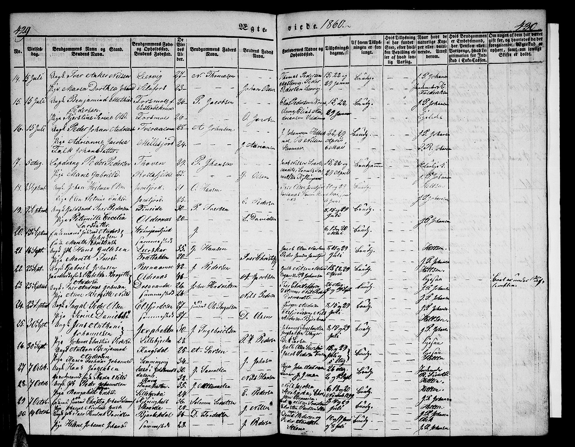 Ministerialprotokoller, klokkerbøker og fødselsregistre - Nordland, AV/SAT-A-1459/825/L0364: Klokkerbok nr. 825C01, 1841-1863, s. 429-430