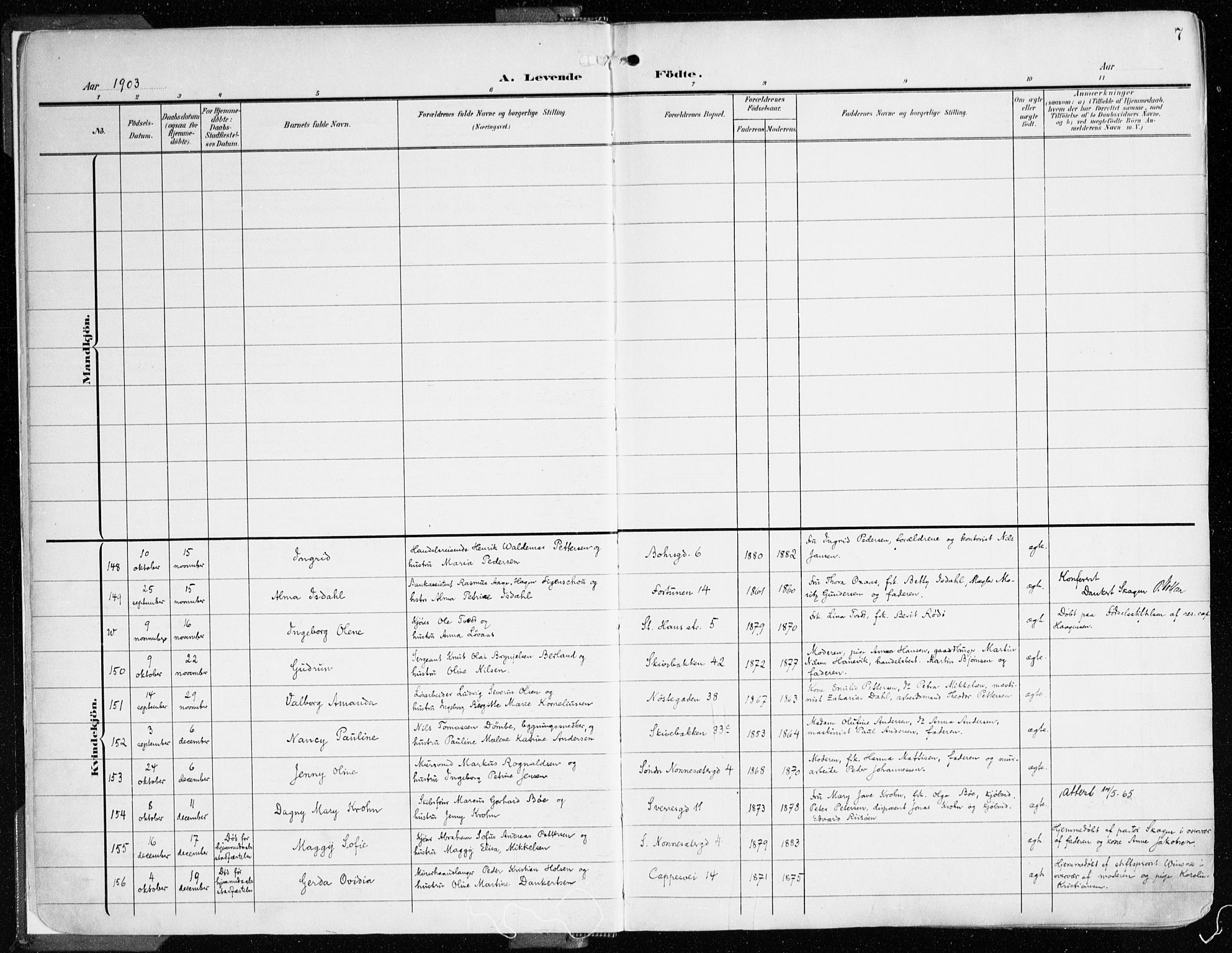 Domkirken sokneprestembete, AV/SAB-A-74801/H/Haa/L0025: Ministerialbok nr. B 8, 1903-1925, s. 7