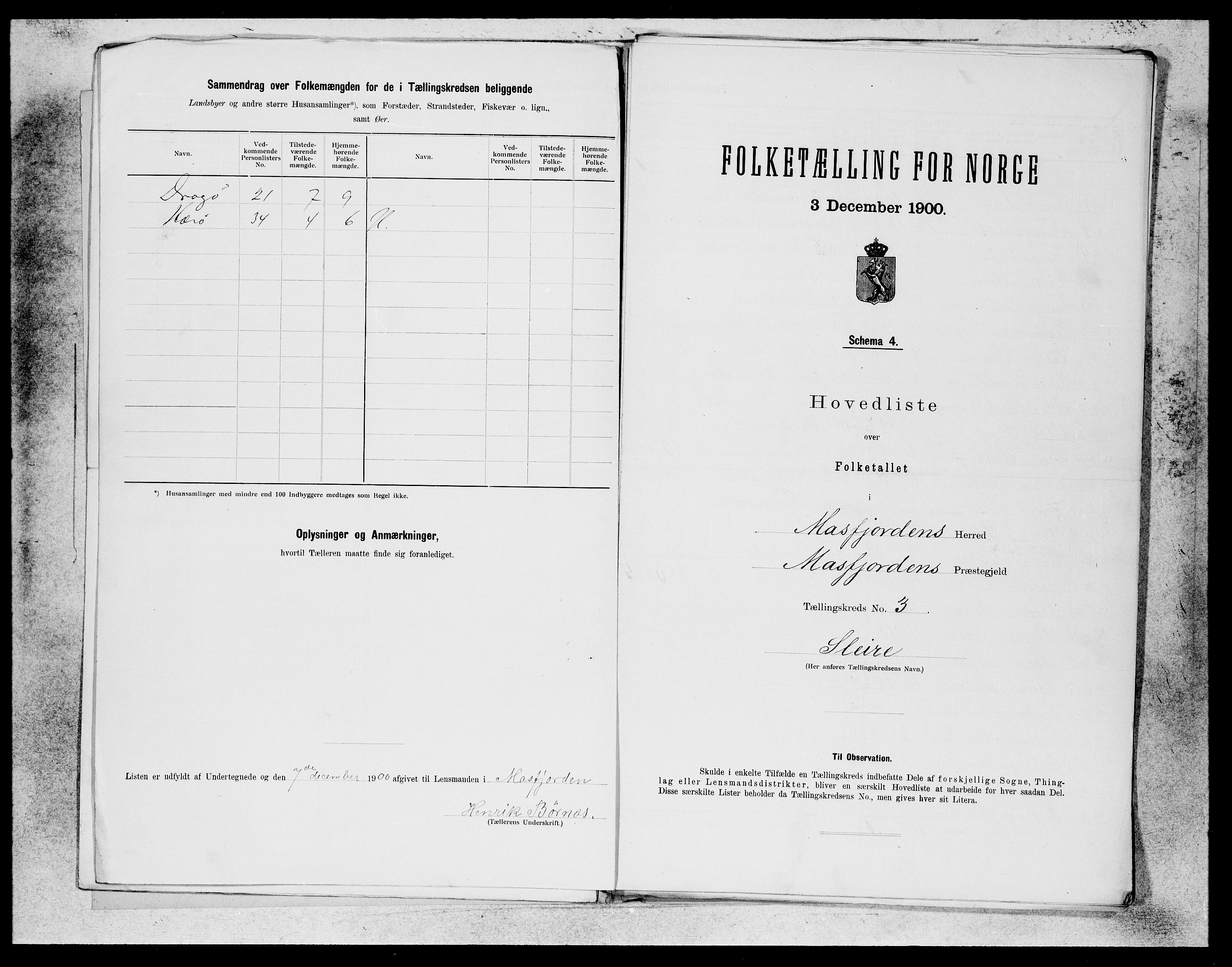 SAB, Folketelling 1900 for 1266 Masfjorden herred, 1900, s. 5