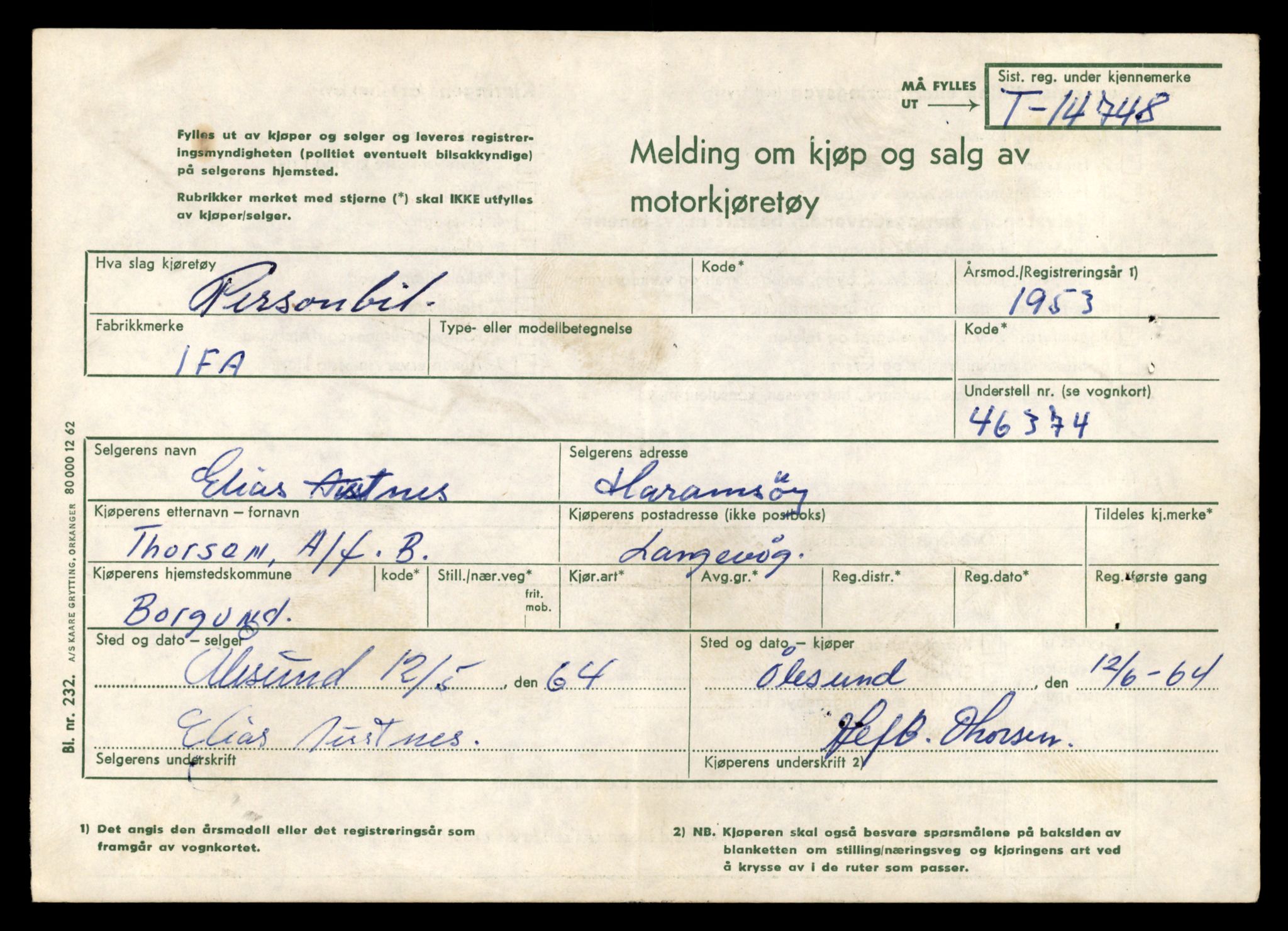 Møre og Romsdal vegkontor - Ålesund trafikkstasjon, AV/SAT-A-4099/F/Fe/L0048: Registreringskort for kjøretøy T 14721 - T 14863, 1927-1998, s. 577