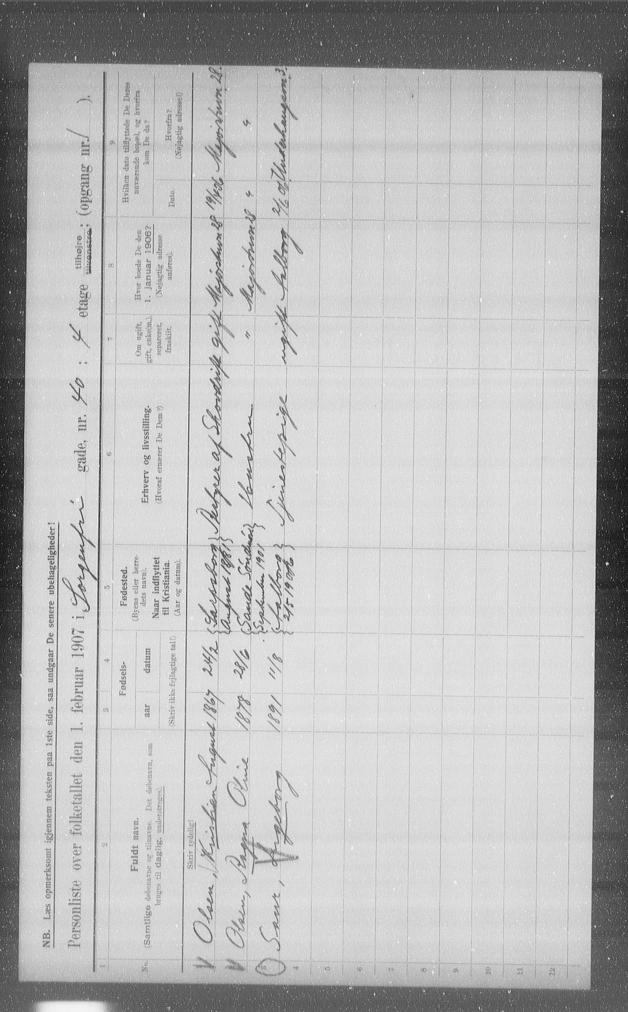 OBA, Kommunal folketelling 1.2.1907 for Kristiania kjøpstad, 1907, s. 51215