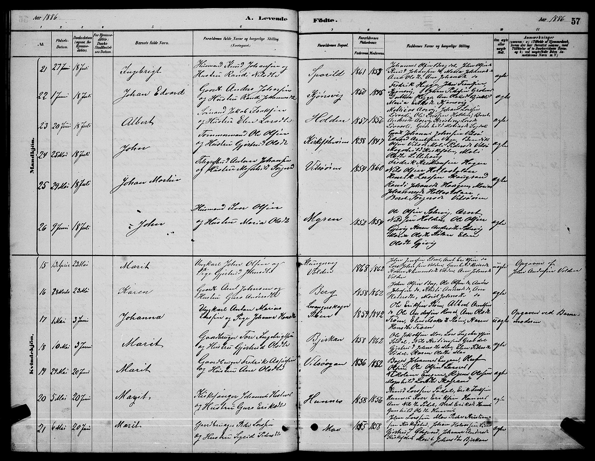 Ministerialprotokoller, klokkerbøker og fødselsregistre - Sør-Trøndelag, AV/SAT-A-1456/630/L0504: Klokkerbok nr. 630C02, 1879-1898, s. 57