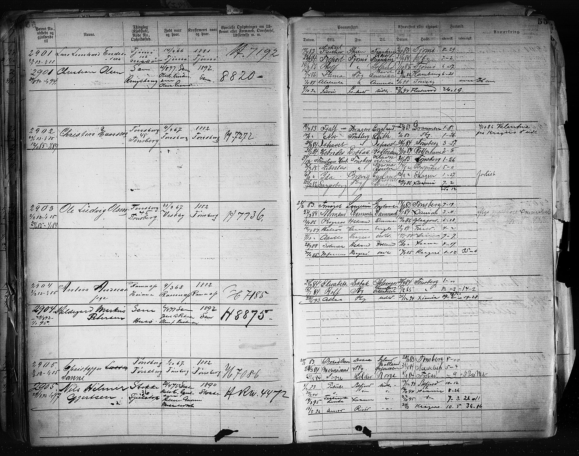 Tønsberg innrulleringskontor, AV/SAKO-A-786/F/Fb/L0003: Annotasjonsrulle Patent nr. 2646-5149, 1881-1892, s. 56