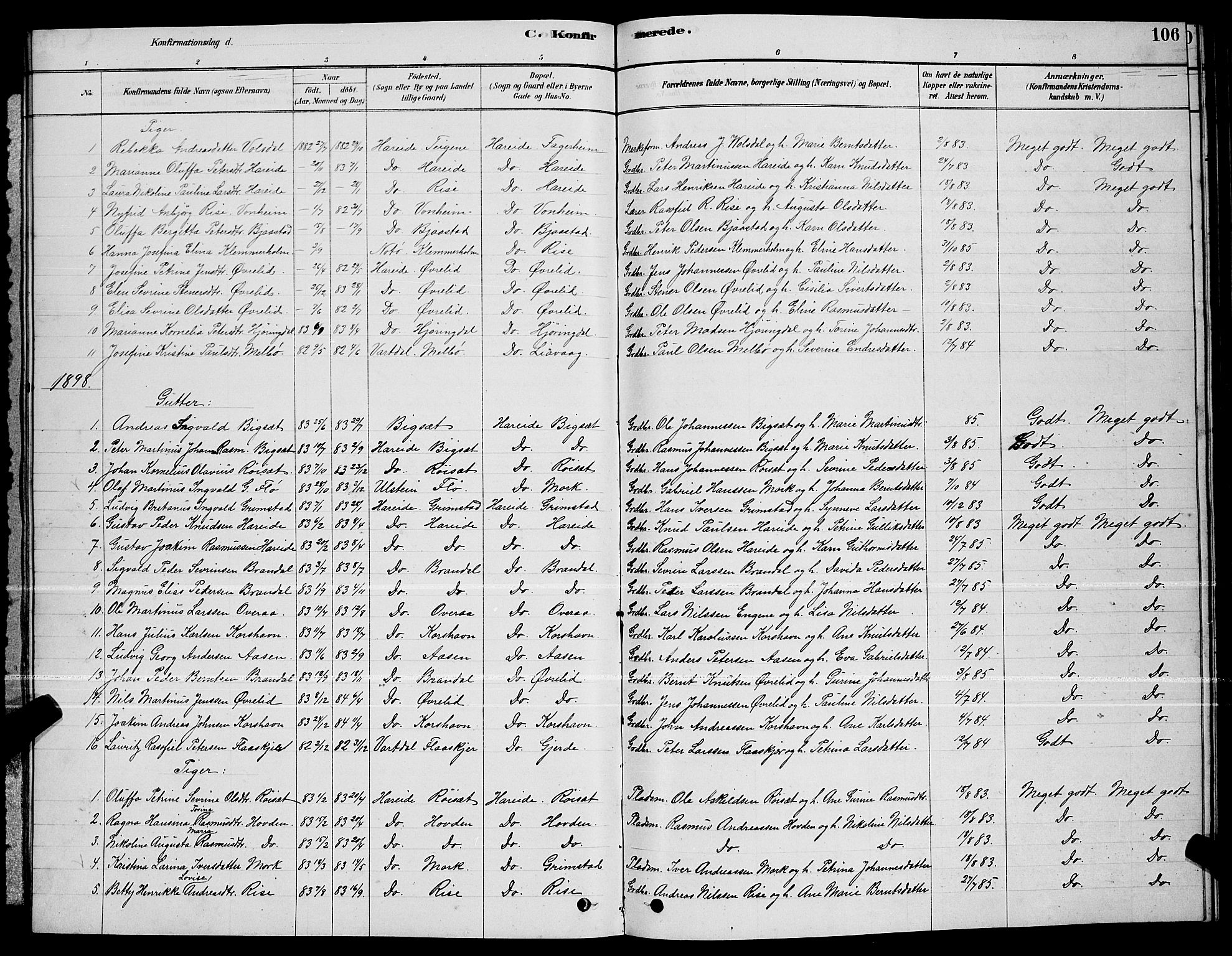 Ministerialprotokoller, klokkerbøker og fødselsregistre - Møre og Romsdal, SAT/A-1454/510/L0125: Klokkerbok nr. 510C02, 1878-1900, s. 106