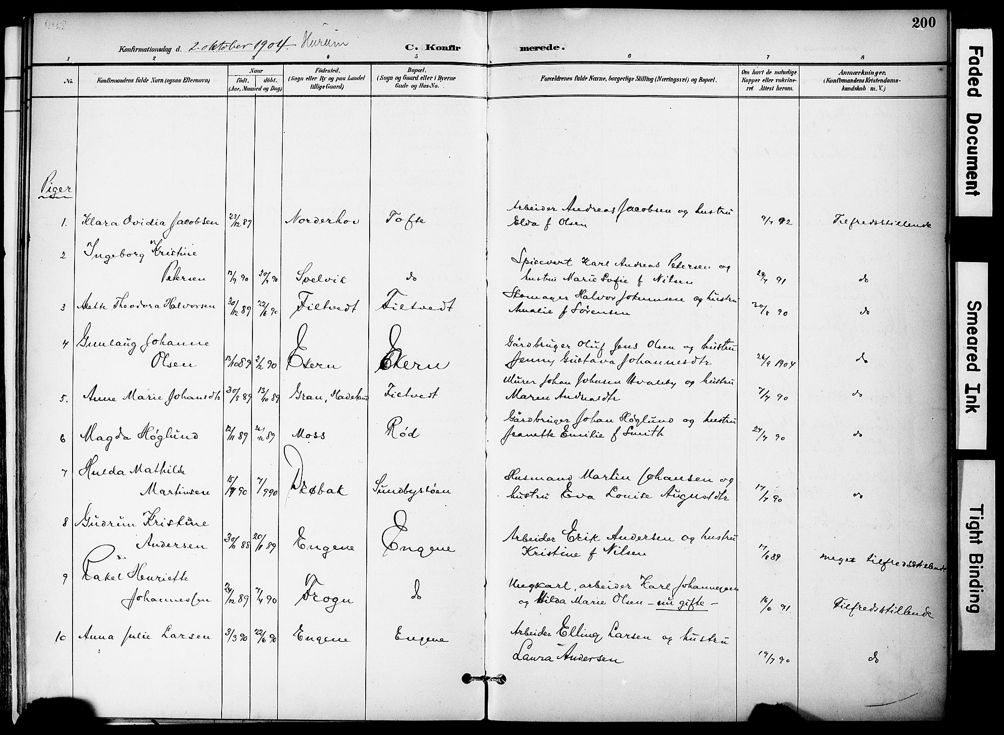 Hurum kirkebøker, AV/SAKO-A-229/F/Fa/L0015: Ministerialbok nr. 15, 1896-1908, s. 200