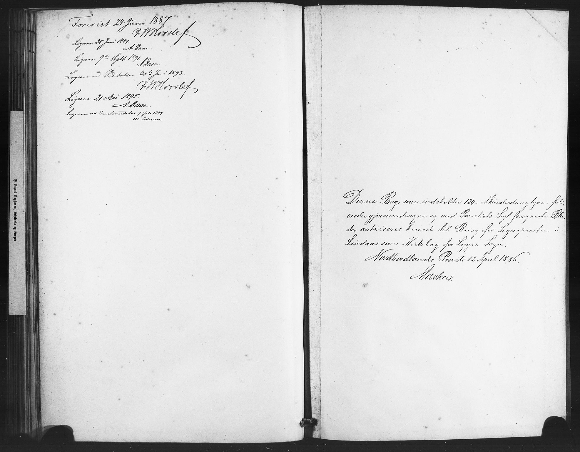 Lindås Sokneprestembete, AV/SAB-A-76701/H/Haa/Haae/L0001: Ministerialbok nr. E 1, 1886-1897