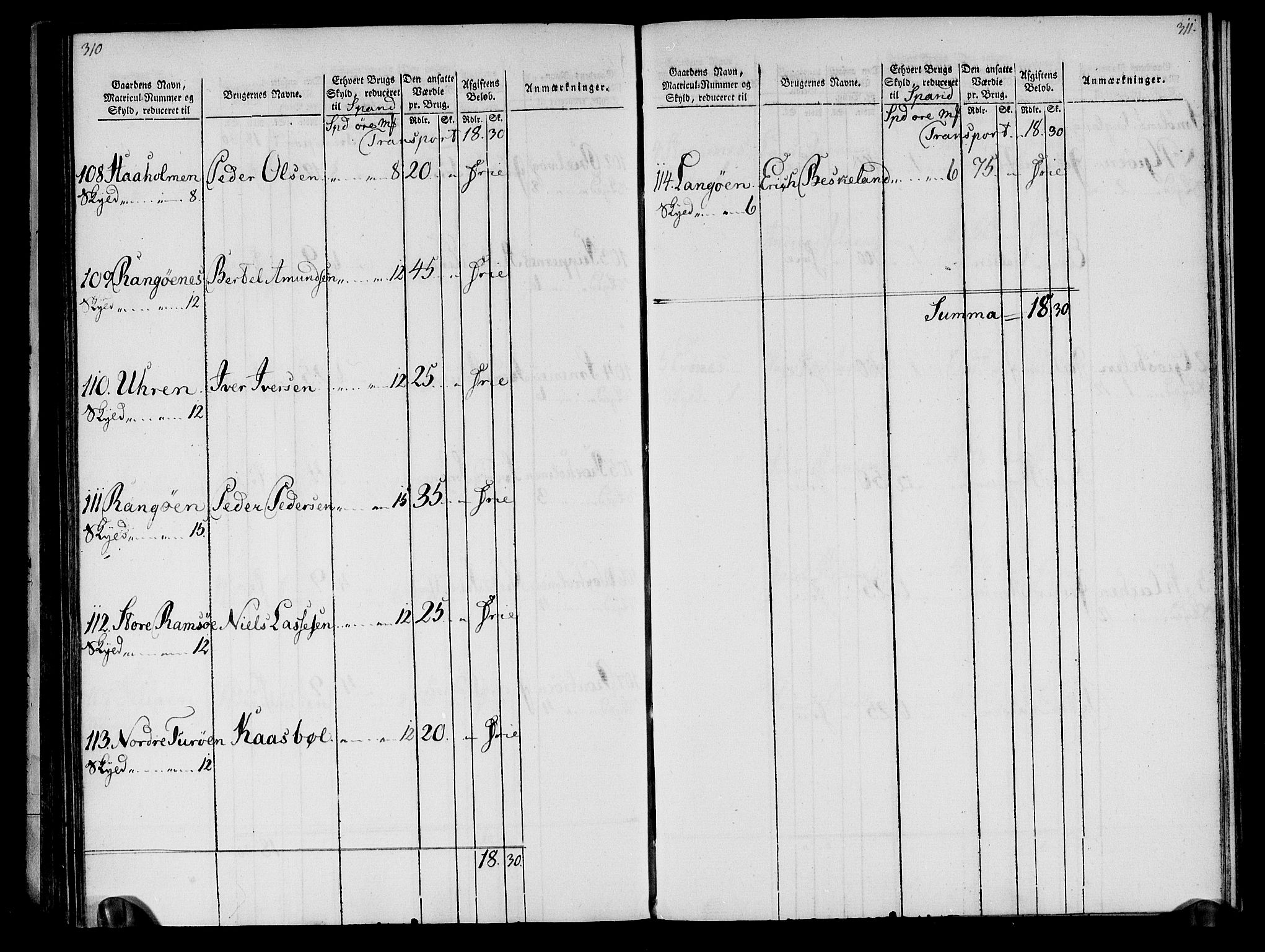 Rentekammeret inntil 1814, Realistisk ordnet avdeling, RA/EA-4070/N/Ne/Nea/L0133: Nordmøre fogderi. Oppebørselsregister, 1803, s. 158