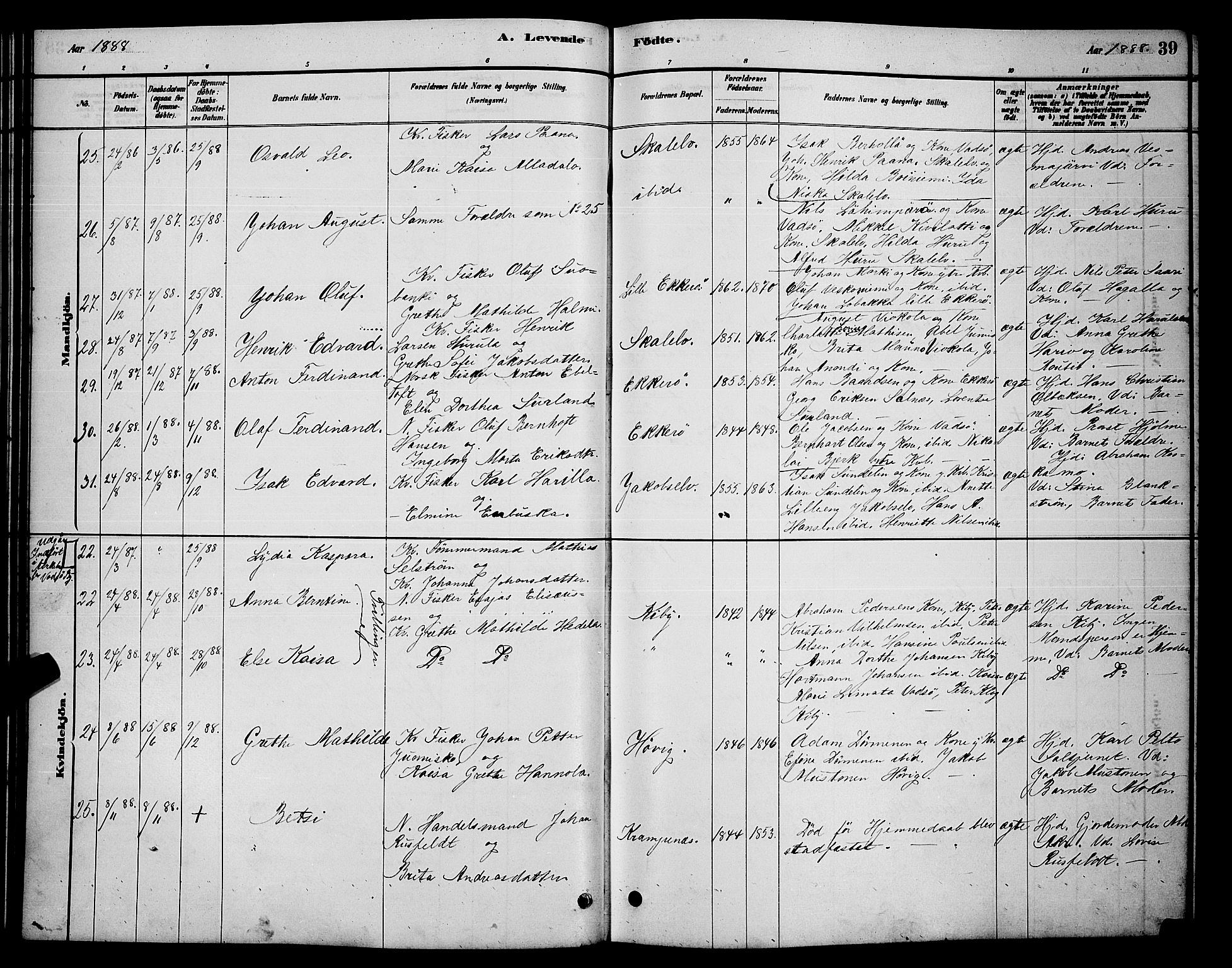 Vadsø sokneprestkontor, AV/SATØ-S-1325/H/Hb/L0003klokker: Klokkerbok nr. 3, 1881-1901, s. 39