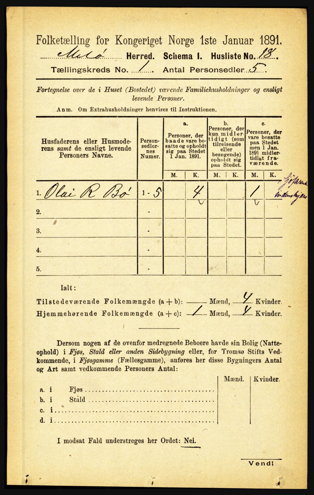 RA, Folketelling 1891 for 1837 Meløy herred, 1891, s. 42