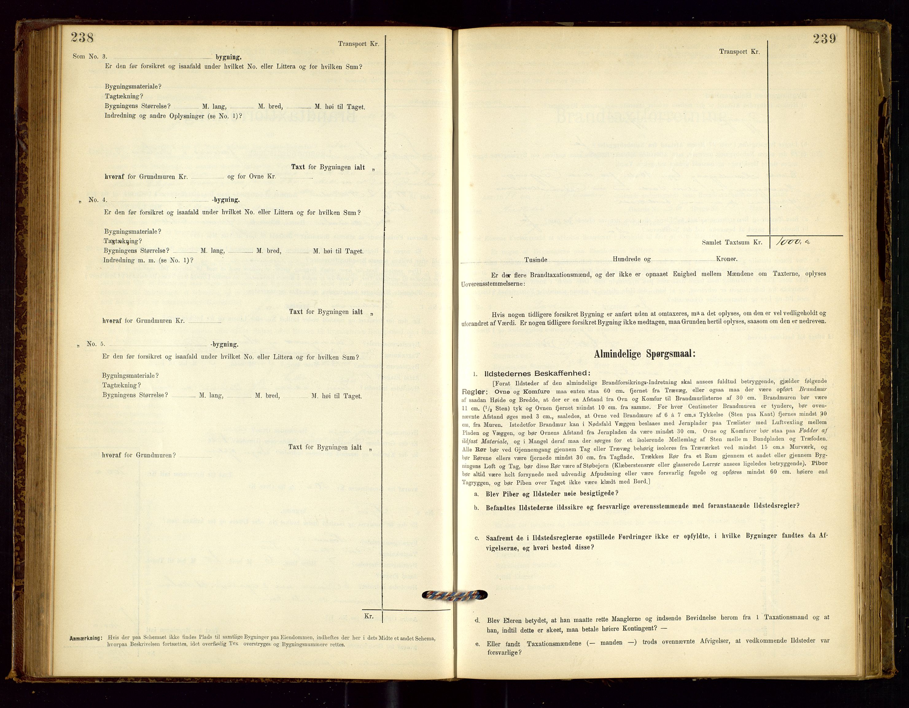 Sokndal lensmannskontor, SAST/A-100417/Gob/L0001: "Brandtaxt-Protokol", 1895-1902, s. 238-239