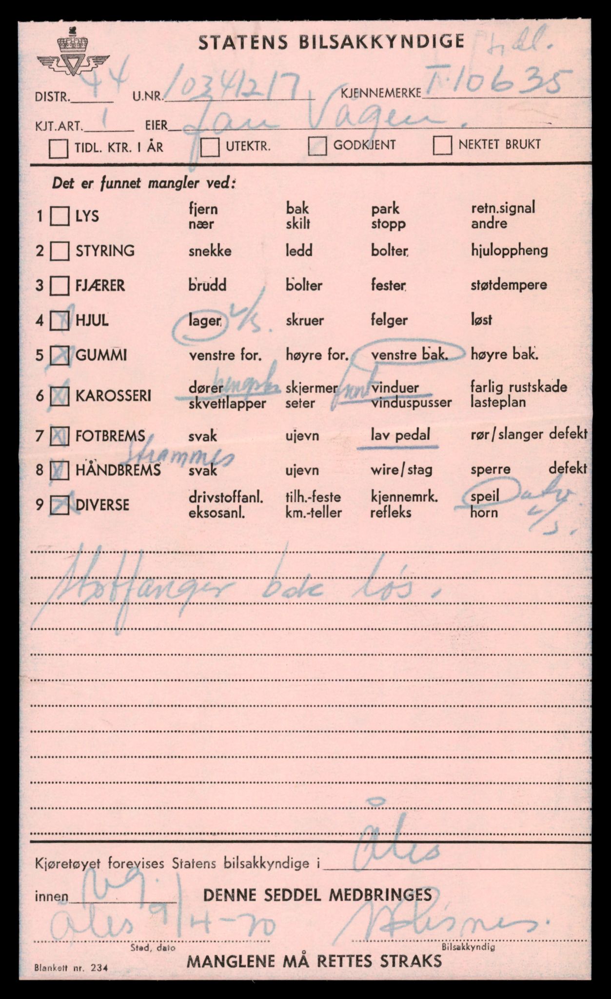 Møre og Romsdal vegkontor - Ålesund trafikkstasjon, AV/SAT-A-4099/F/Fe/L0022: Registreringskort for kjøretøy T 10584 - T 10694, 1927-1998, s. 1569