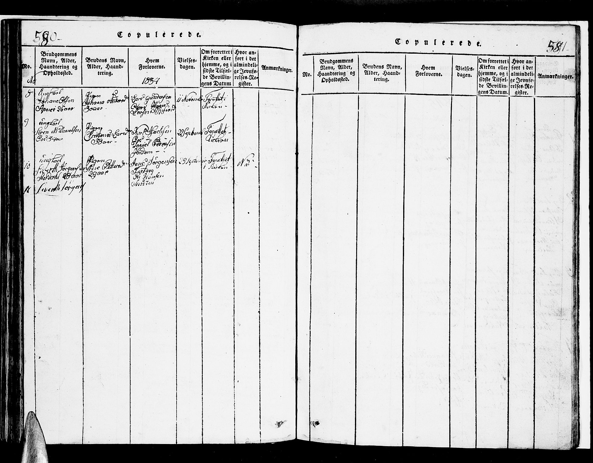 Ministerialprotokoller, klokkerbøker og fødselsregistre - Nordland, SAT/A-1459/853/L0773: Klokkerbok nr. 853C01, 1821-1859, s. 580-581
