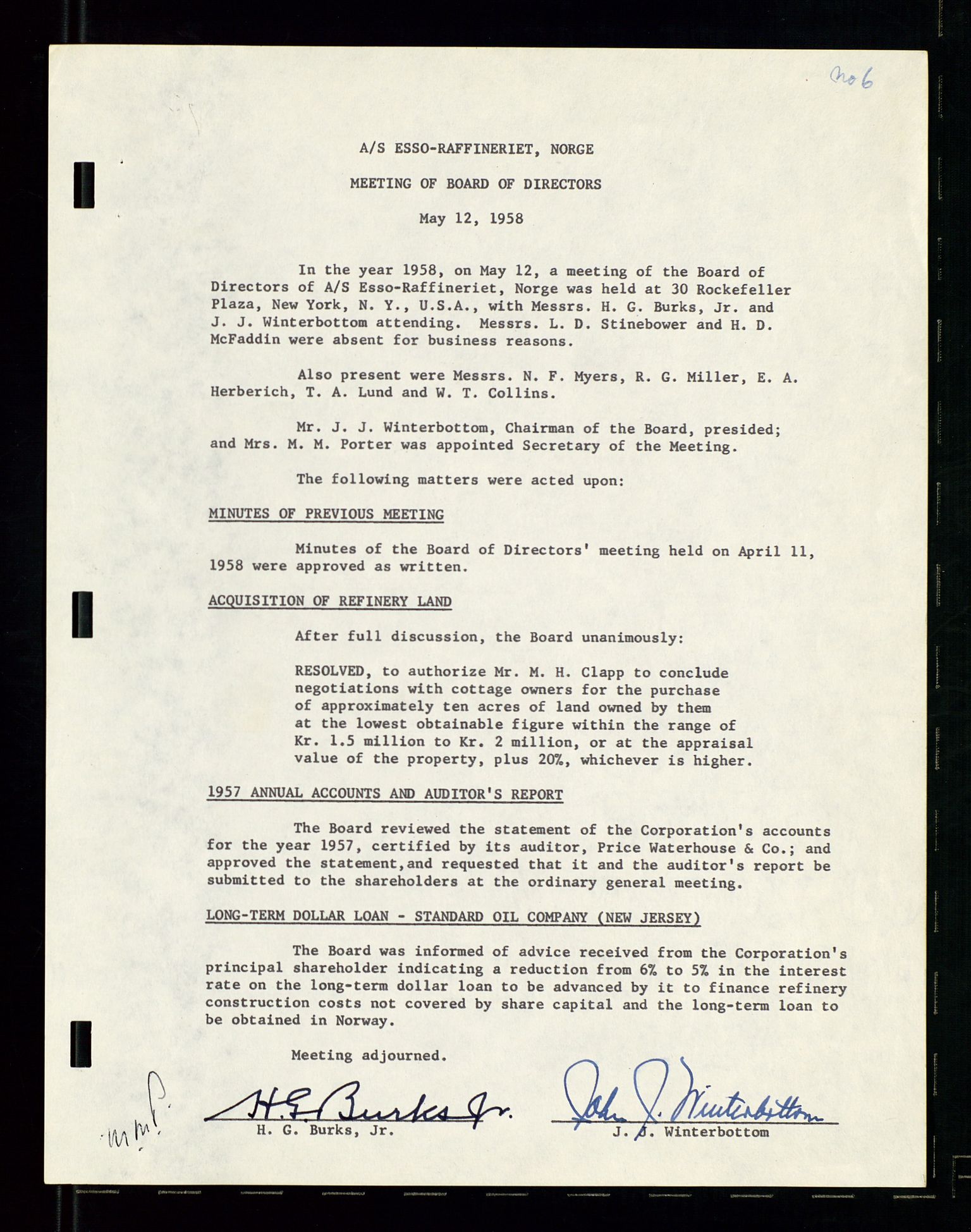 PA 1537 - A/S Essoraffineriet Norge, AV/SAST-A-101957/A/Aa/L0001/0002: Styremøter / Shareholder meetings, board meetings, by laws (vedtekter), 1957-1960, s. 169