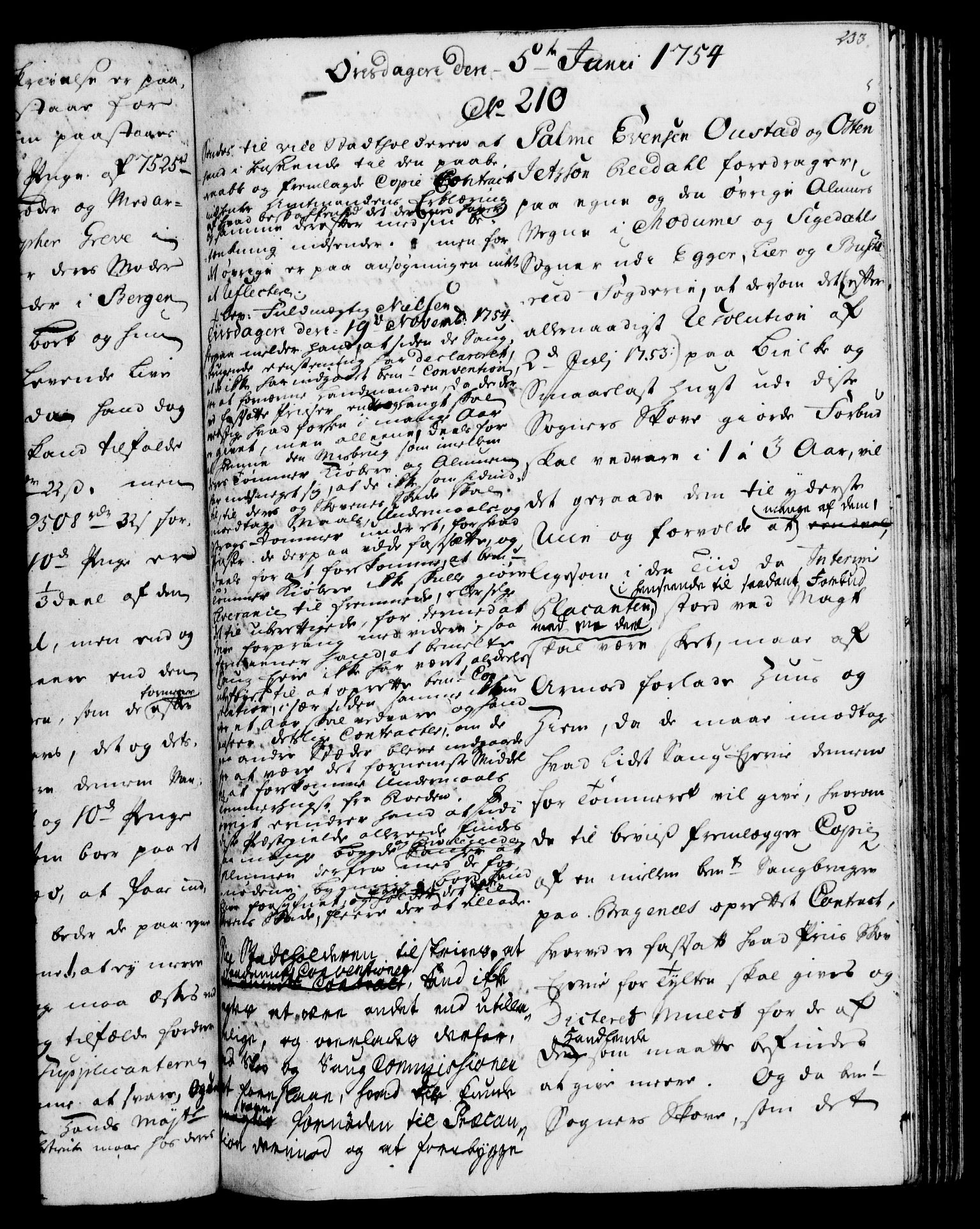 Rentekammeret, Kammerkanselliet, AV/RA-EA-3111/G/Gh/Gha/L0032: Norsk ekstraktmemorialprotokoll (merket RK 53.77), 1753-1755, s. 233