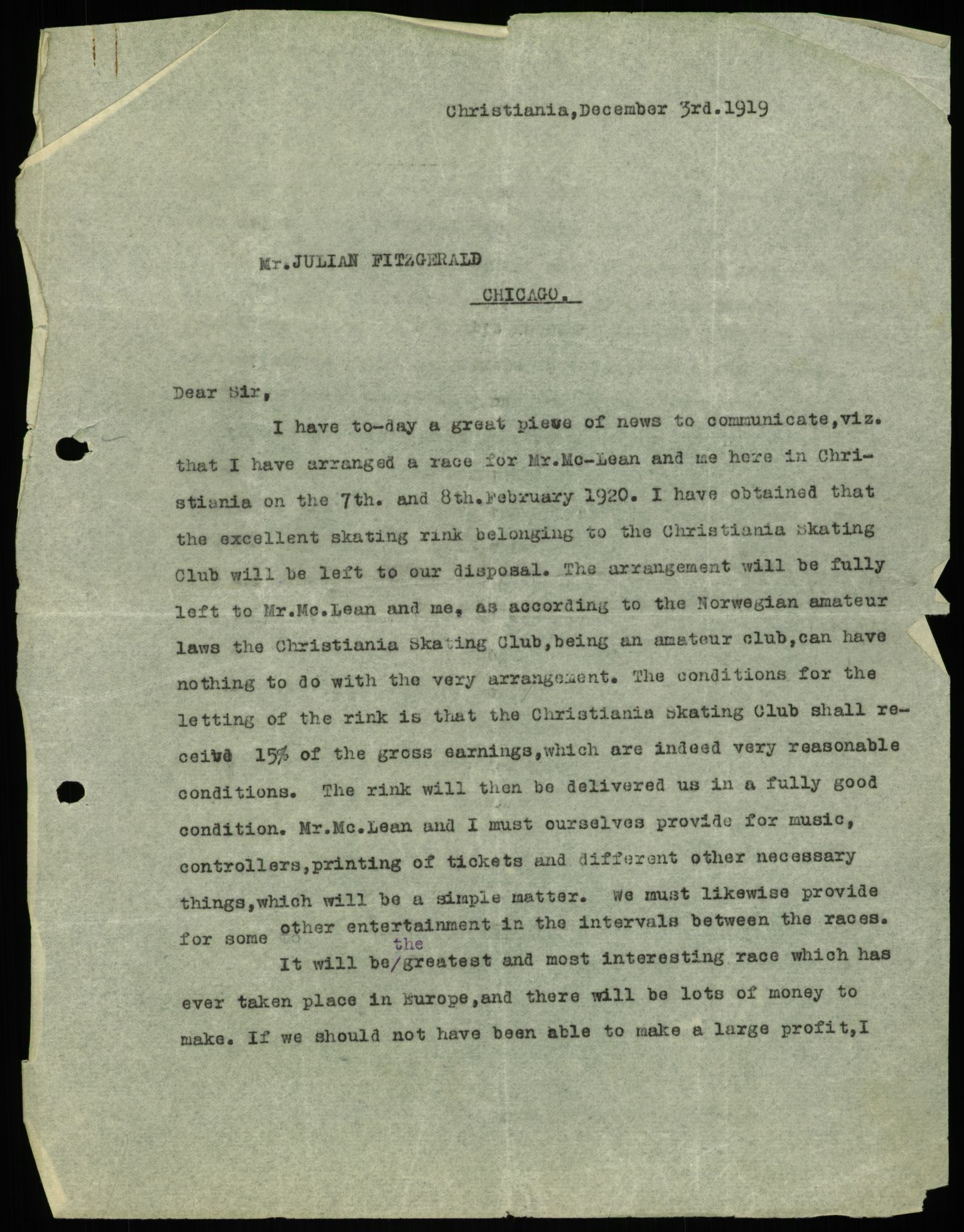 Mathisen, Oscar Wilhelm, AV/RA-PA-1912/Fa/L0001: Inngående korrespondanse, 1916-1954, s. 14