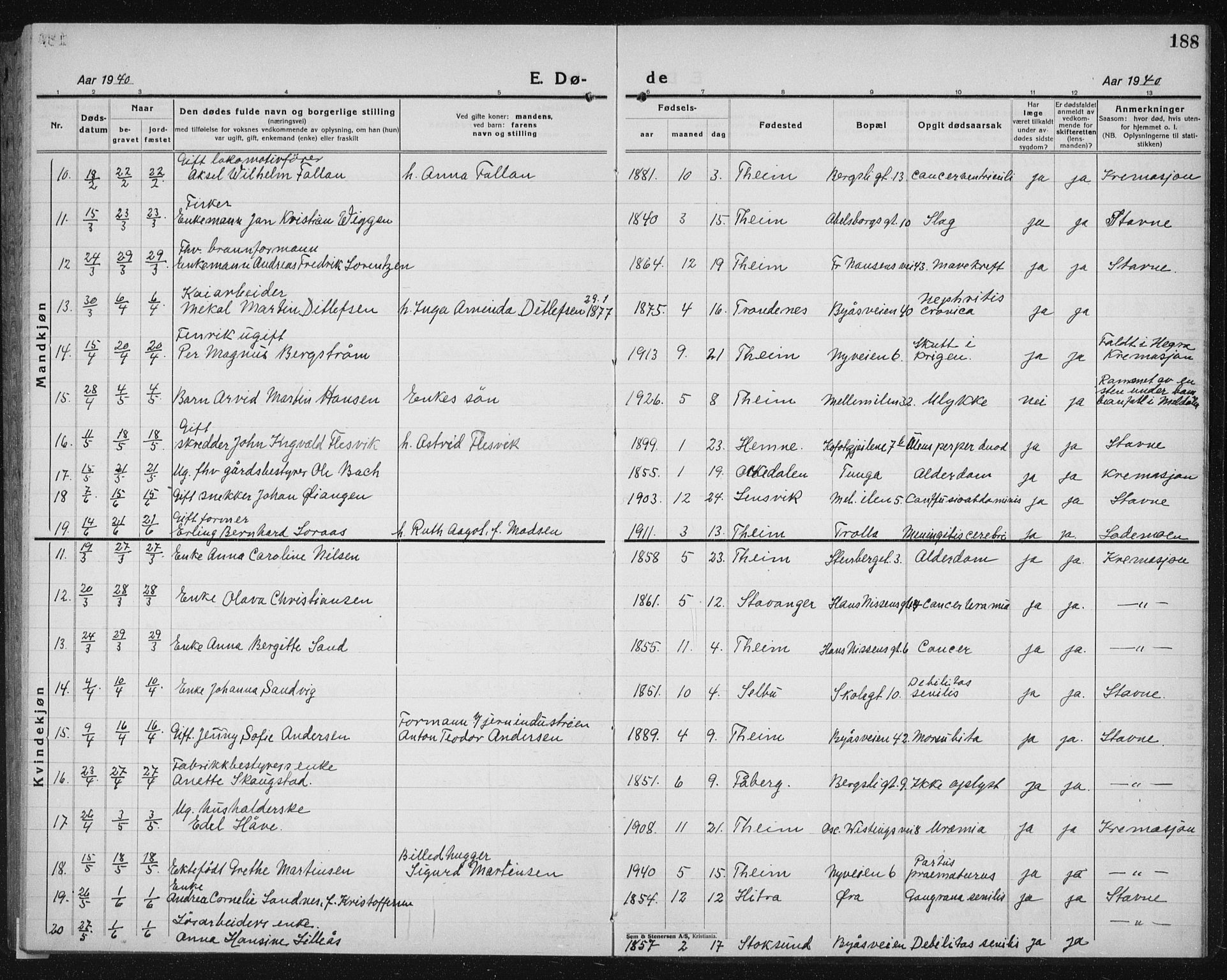 Ministerialprotokoller, klokkerbøker og fødselsregistre - Sør-Trøndelag, AV/SAT-A-1456/603/L0176: Klokkerbok nr. 603C04, 1923-1941, s. 188