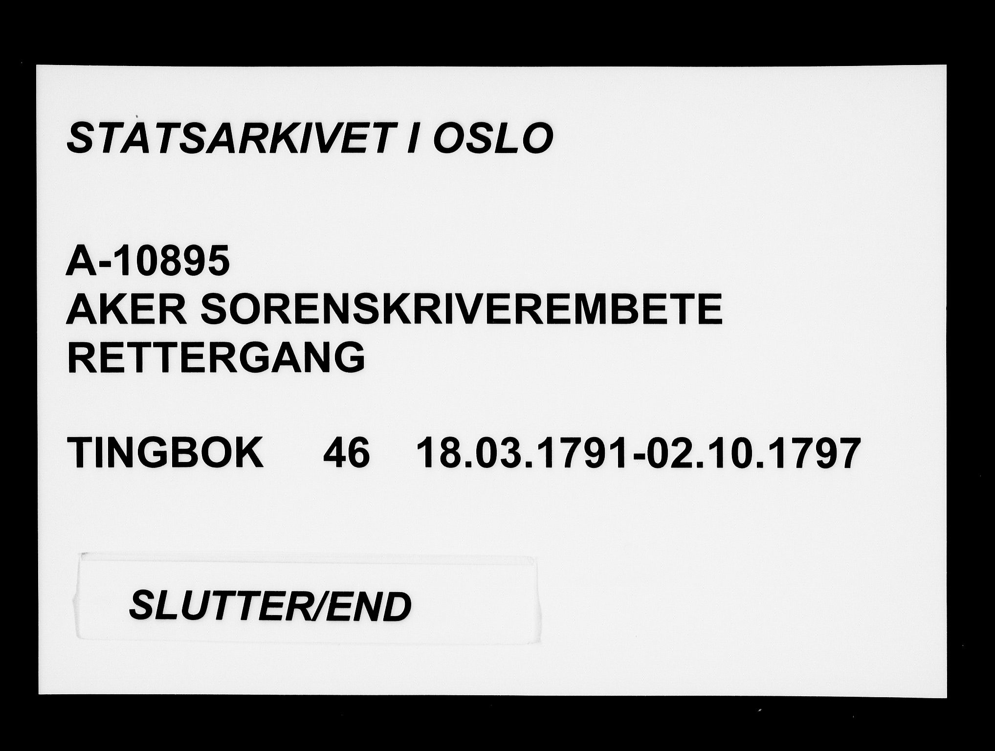 Aker sorenskriveri, AV/SAO-A-10895/F/Fb/L0046: Tingbok, 1791-1797