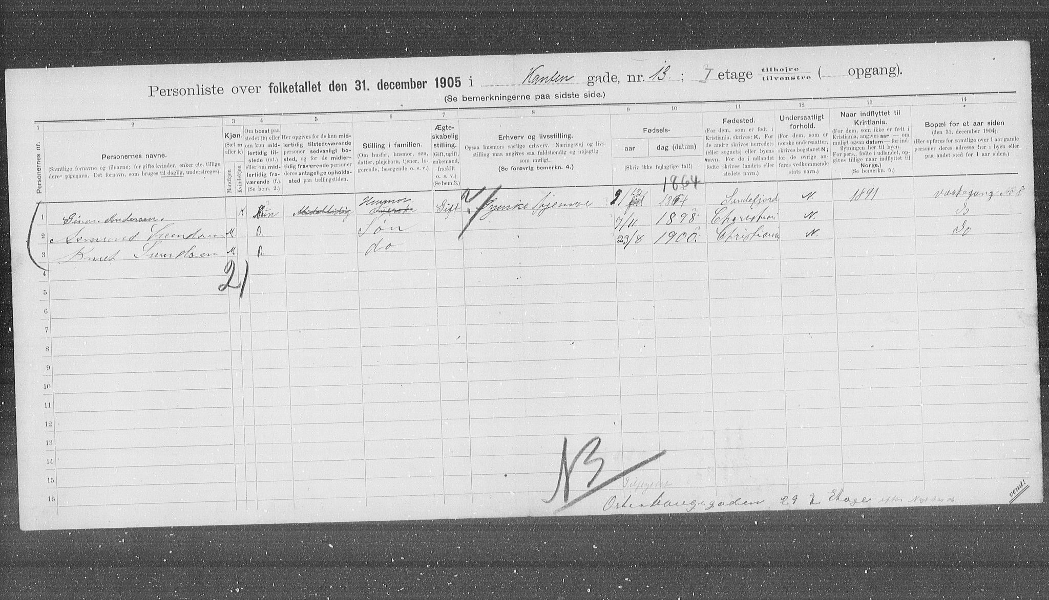 OBA, Kommunal folketelling 31.12.1905 for Kristiania kjøpstad, 1905, s. 25336