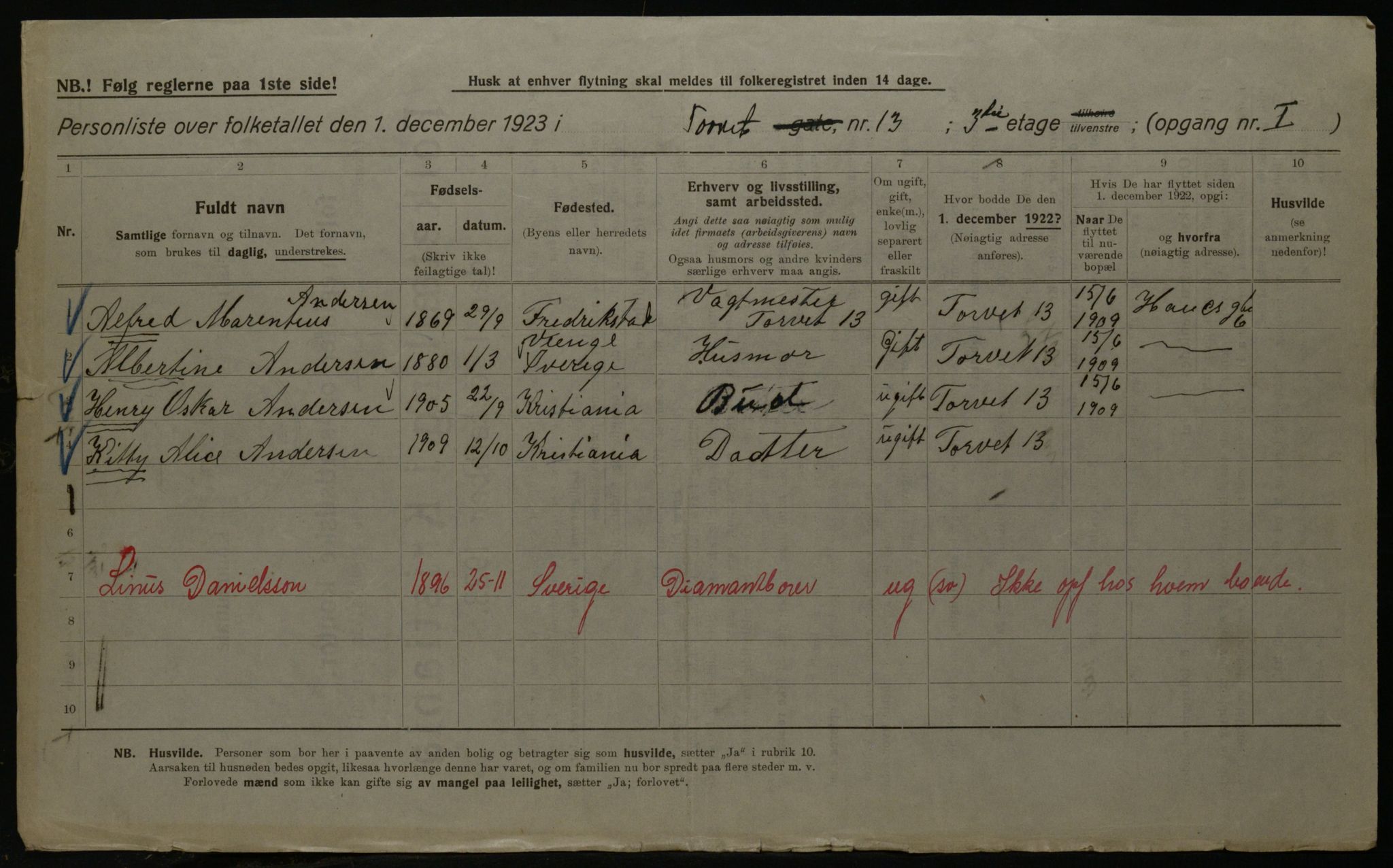 OBA, Kommunal folketelling 1.12.1923 for Kristiania, 1923, s. 114828