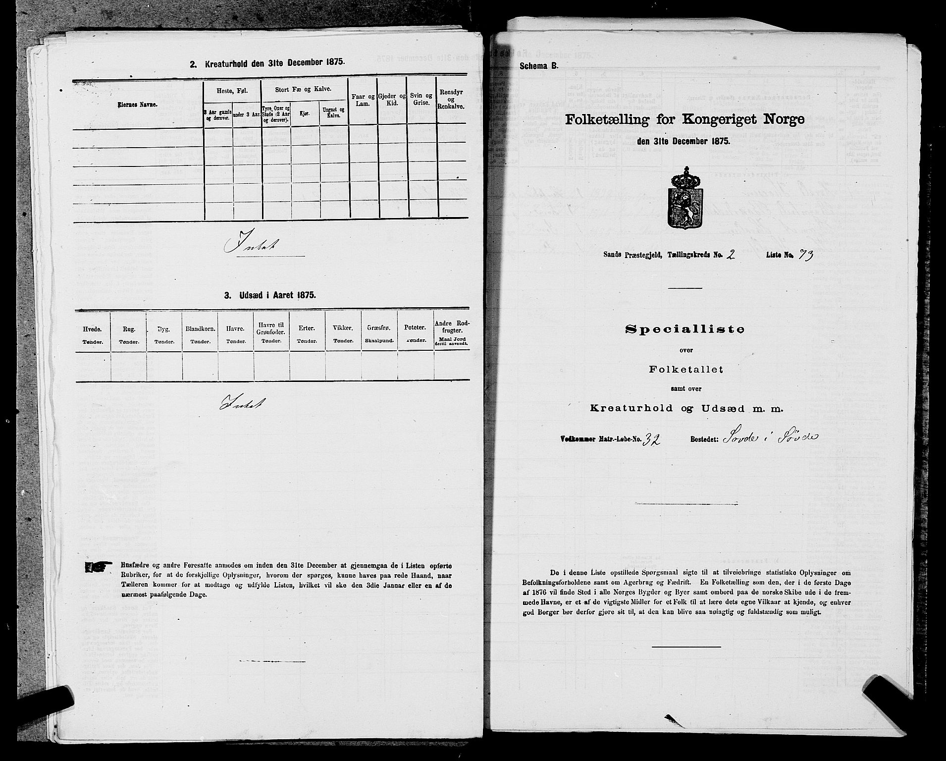 SAST, Folketelling 1875 for 1136P Sand prestegjeld, 1875, s. 995